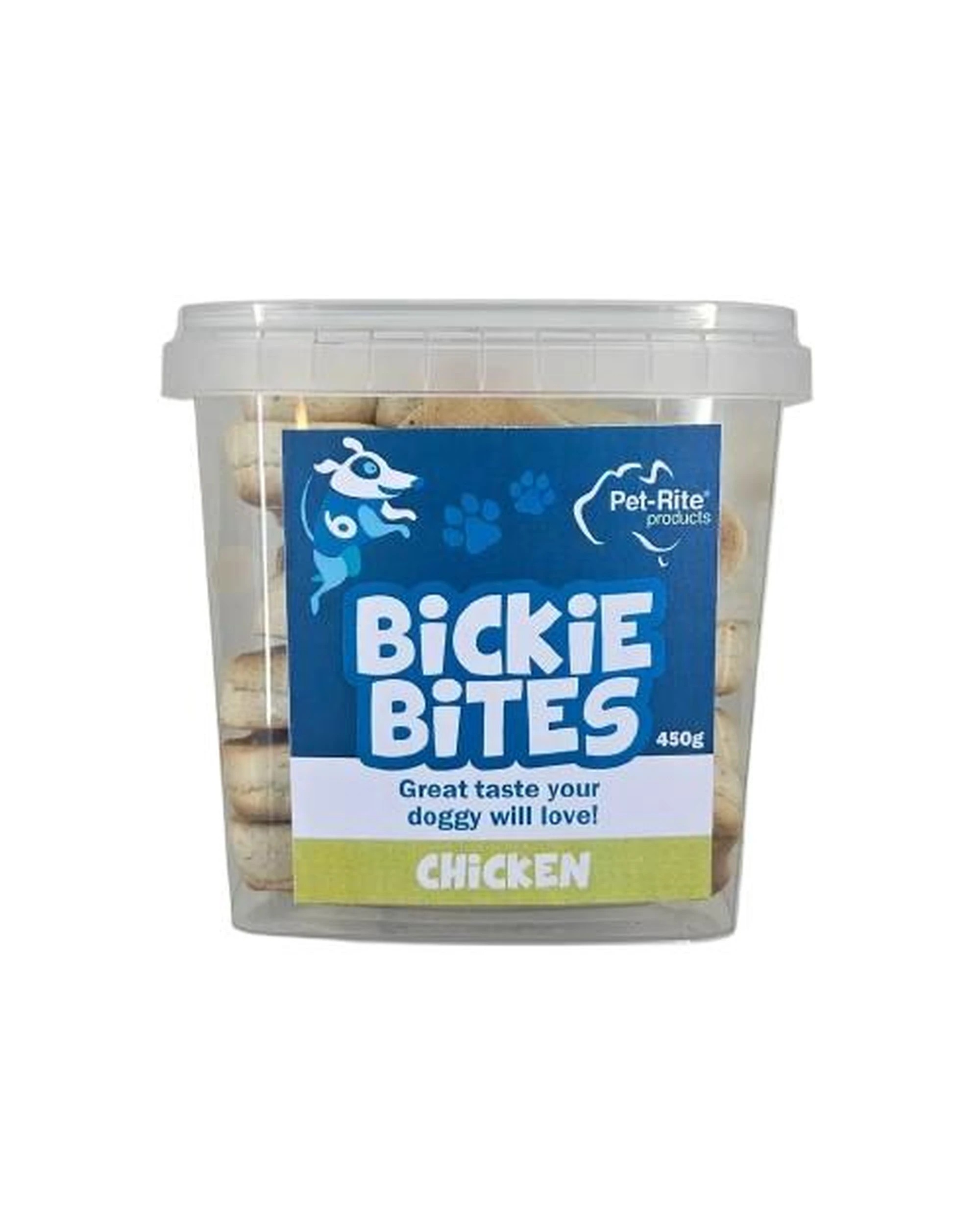 1 Pet-Rite Bickie Bites Chicken Pet Dog Tasty Treats in Tub 450g, 1 of 1