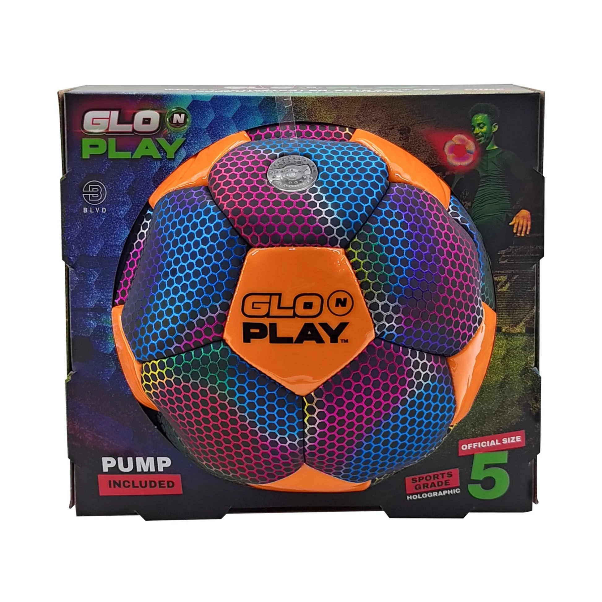 1 Glo N Play LED Holographic Soccer Ball Orange & Black, 1 of 1