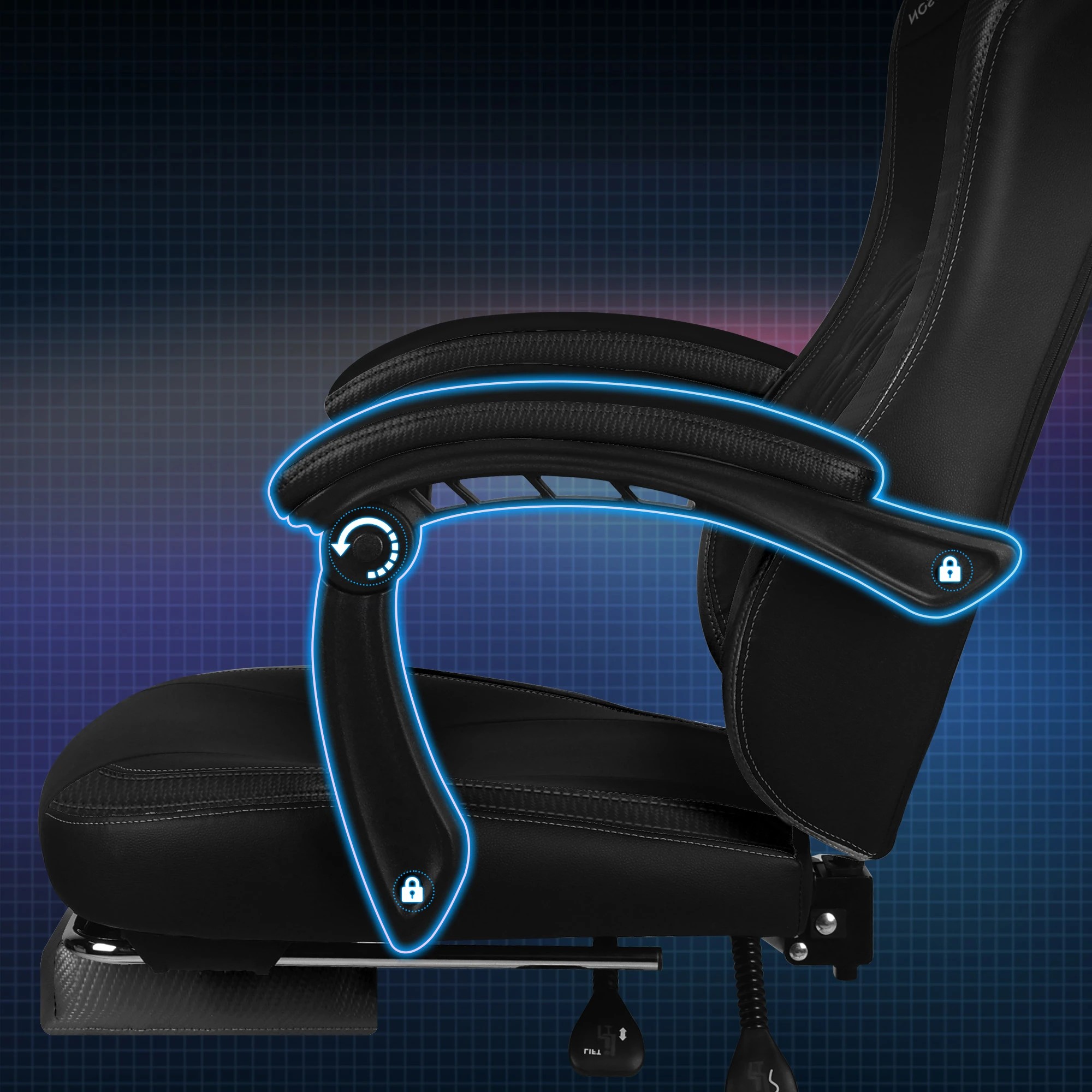 6 Alfordson Gaming Office Chair Ergonomic Computer Footrest Leather - Black, 6 of 9