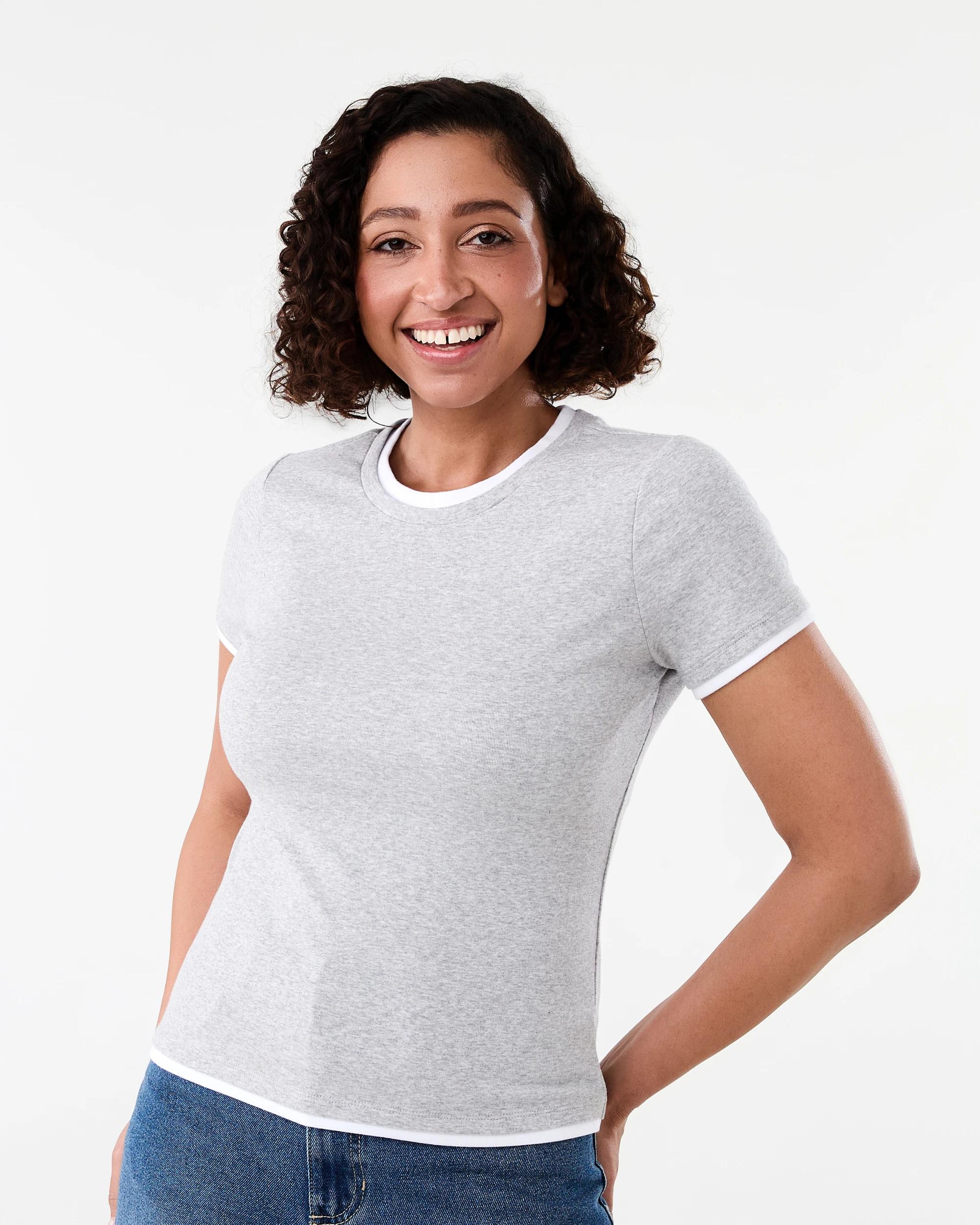 1 Short Sleeve Double Layer T-shirt Grey Marle, 1 of 5