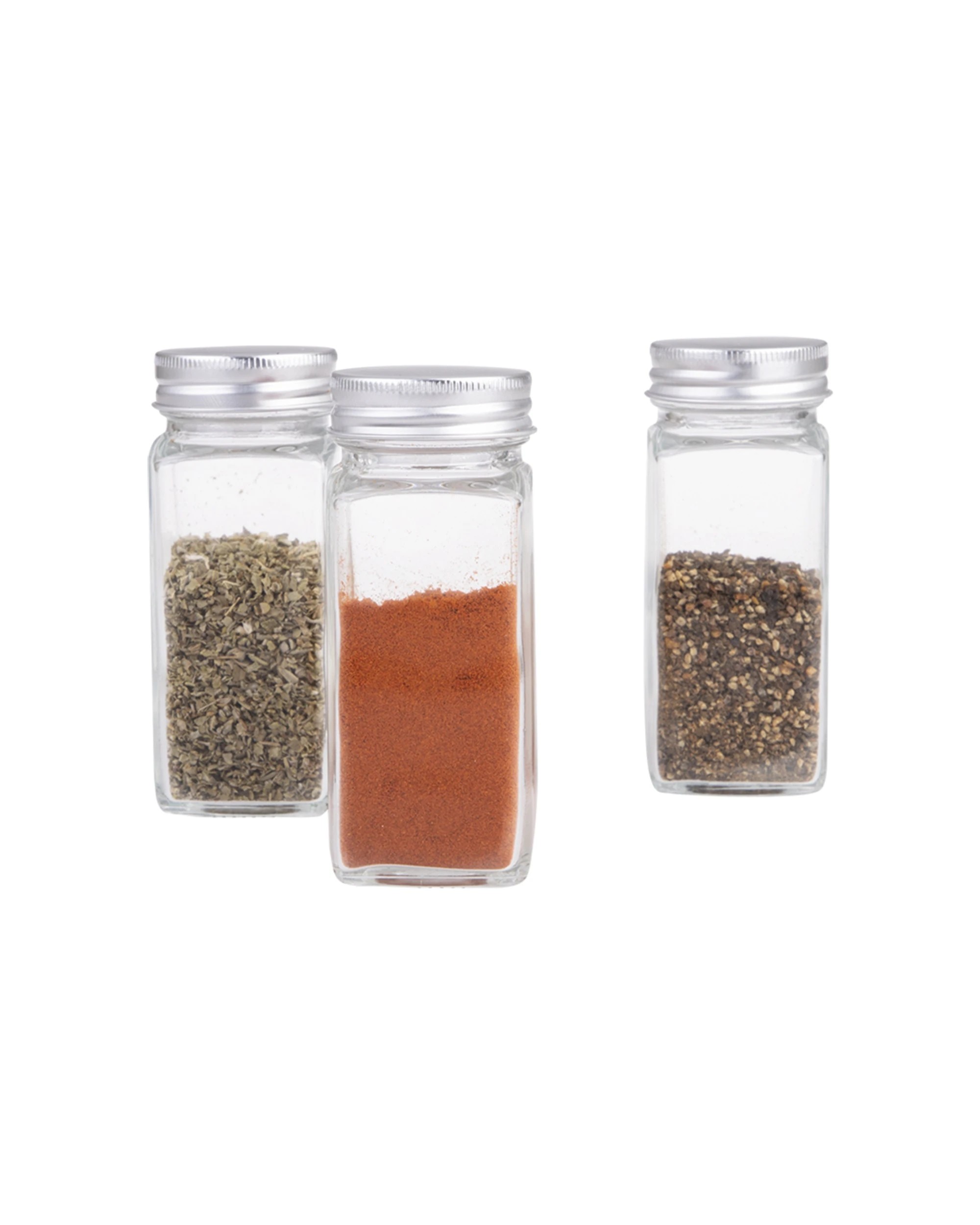 4 Appetito Square Glass Spice Jar Metal Lid Kitchen Organiser 115ml - Clear, 4 of 4