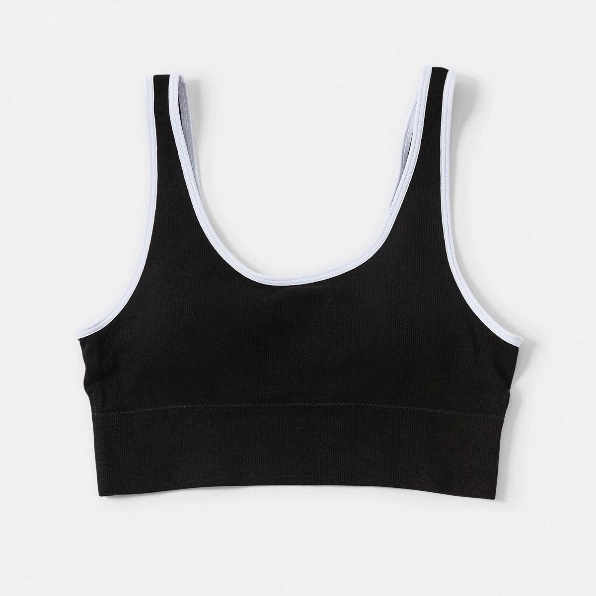 2 2 Pack Wirefree Seamfree Trim Crop Top WHITE, BLACK, 2 of 9