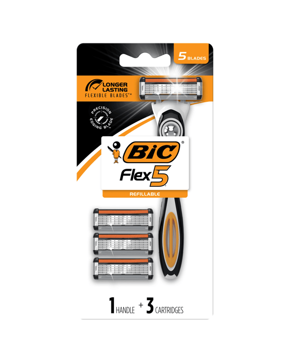 BIC Flex 5 Hybrid Men's 5-Blade Disposable Razor Shaving Kit - Blue