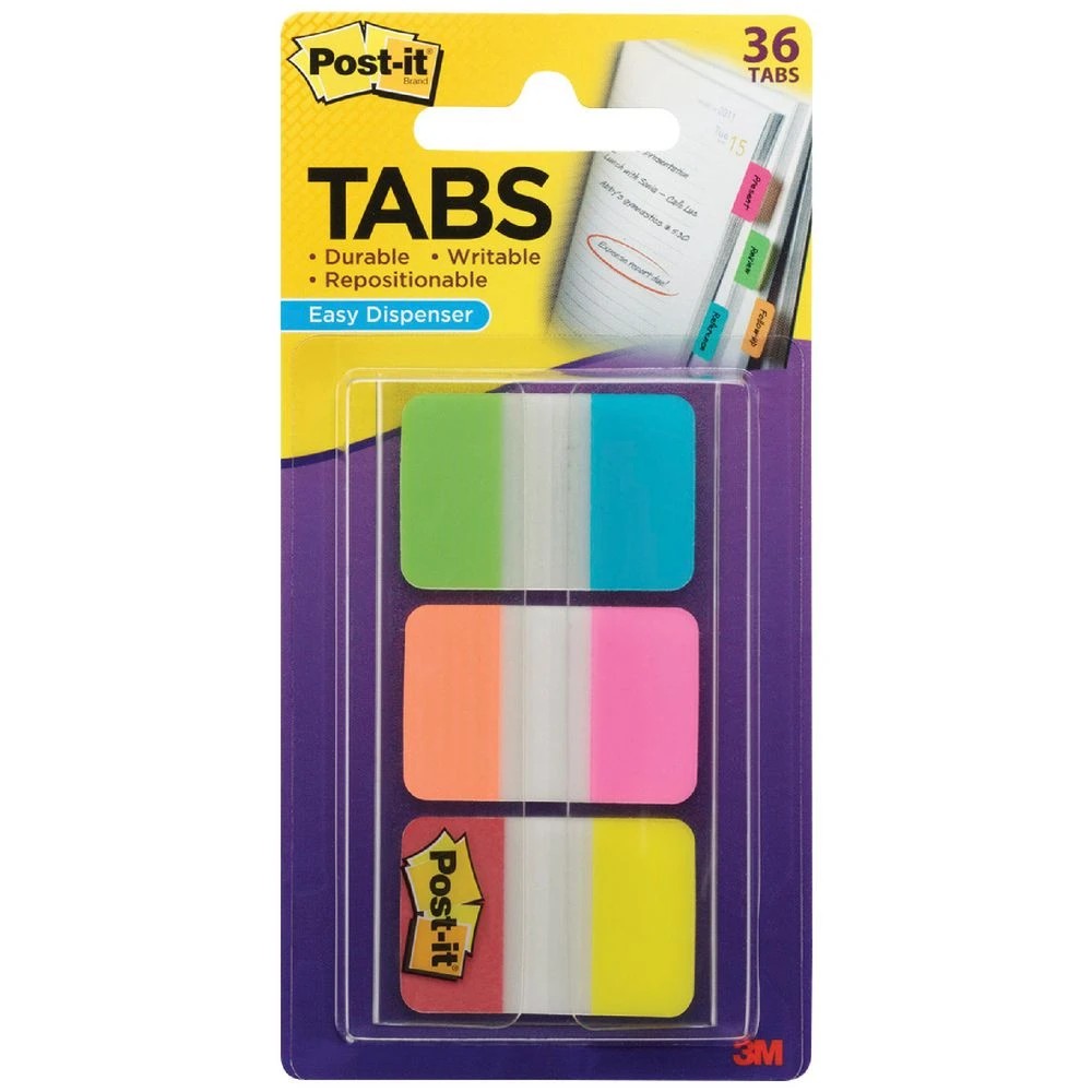 1 Post-it Tabs 25 x38mm Assorted 3 Pack, 1 of 4