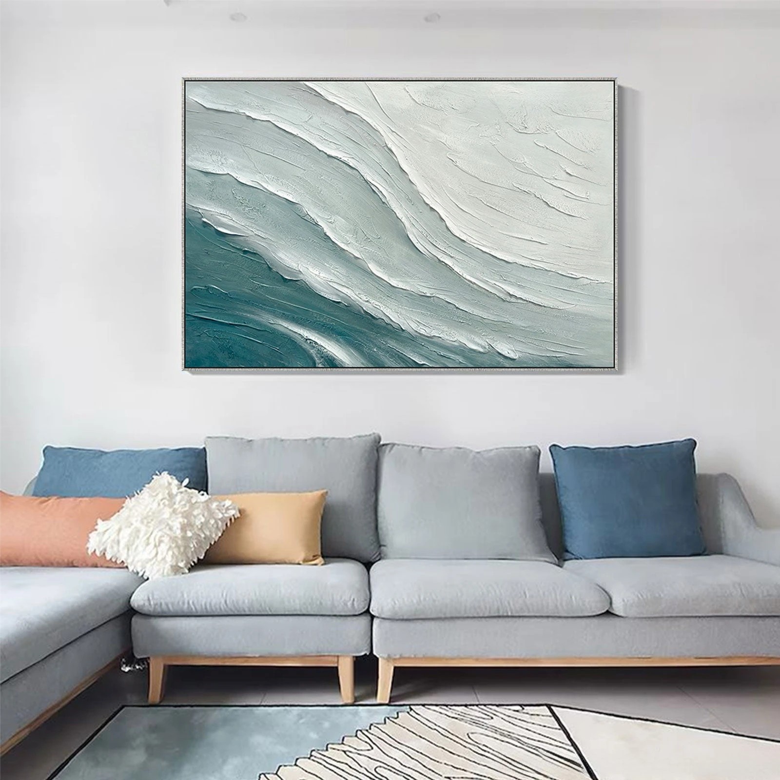 3 Moda Living Seafoam Drift Hand-Painted Textured Canvas Wall Art - Multi, 3 of 8