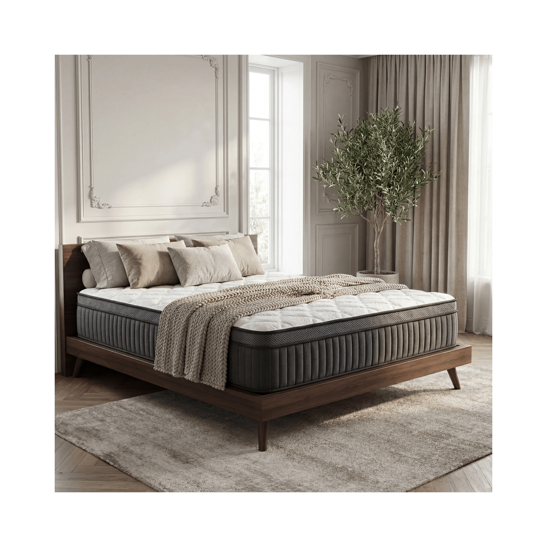 9 Advwin 32CM Queen Size Hybrid Mattress Medium Firm Feel Pocket Springs - White, 9 of 10