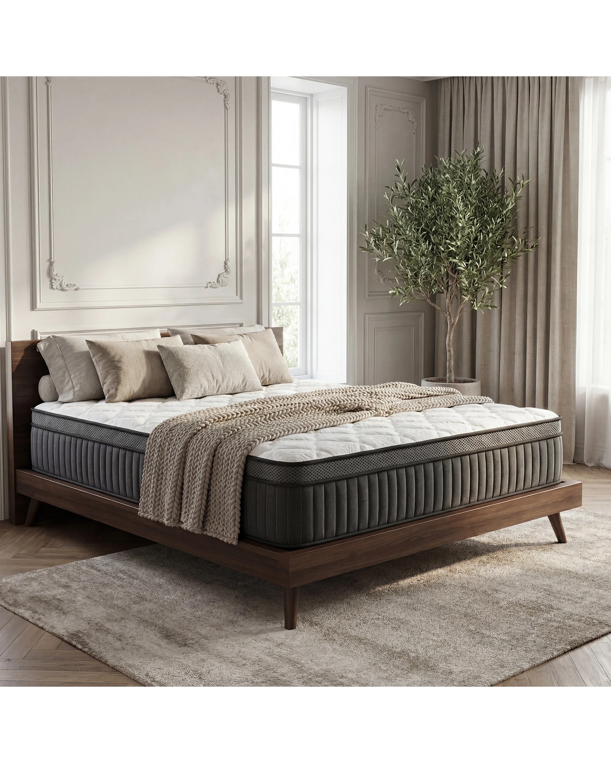 9 Advwin 32CM Queen Size Hybrid Mattress Medium Firm Feel Pocket Springs - White, 9 of 10