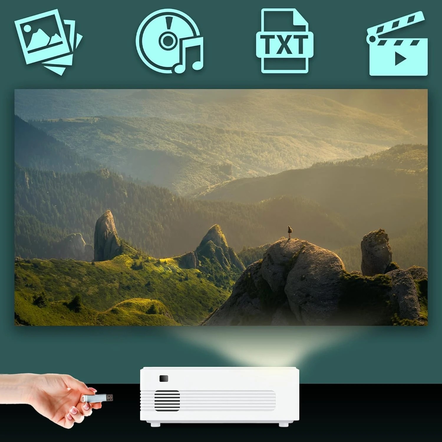 3 ALLIUMS Native 1080P Mini Projector with 8500 Lumens, AP-10, 3 of 5