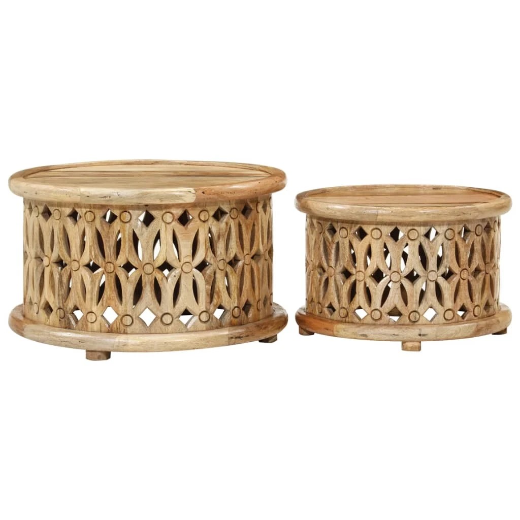 3 Vidaxl 2 Piece Coffee Table Set Solid Wood Mango - Brown, 3 of 10
