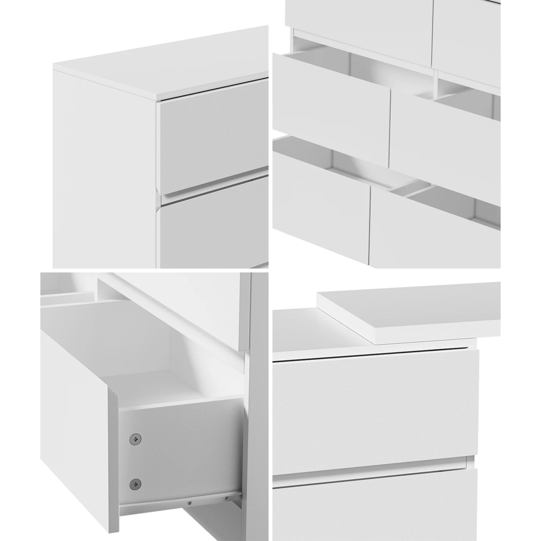 4 Oikiture 6 Chest Of Drawers Dresser With Side Table Storage
 - White, 4 of 9