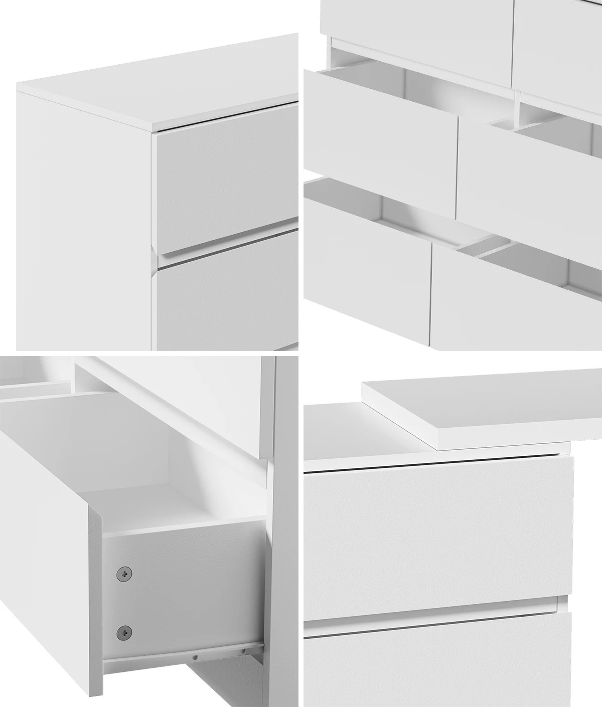 4 Oikiture 6 Chest Of Drawers Dresser With Side Table Storage
 - White, 4 of 9