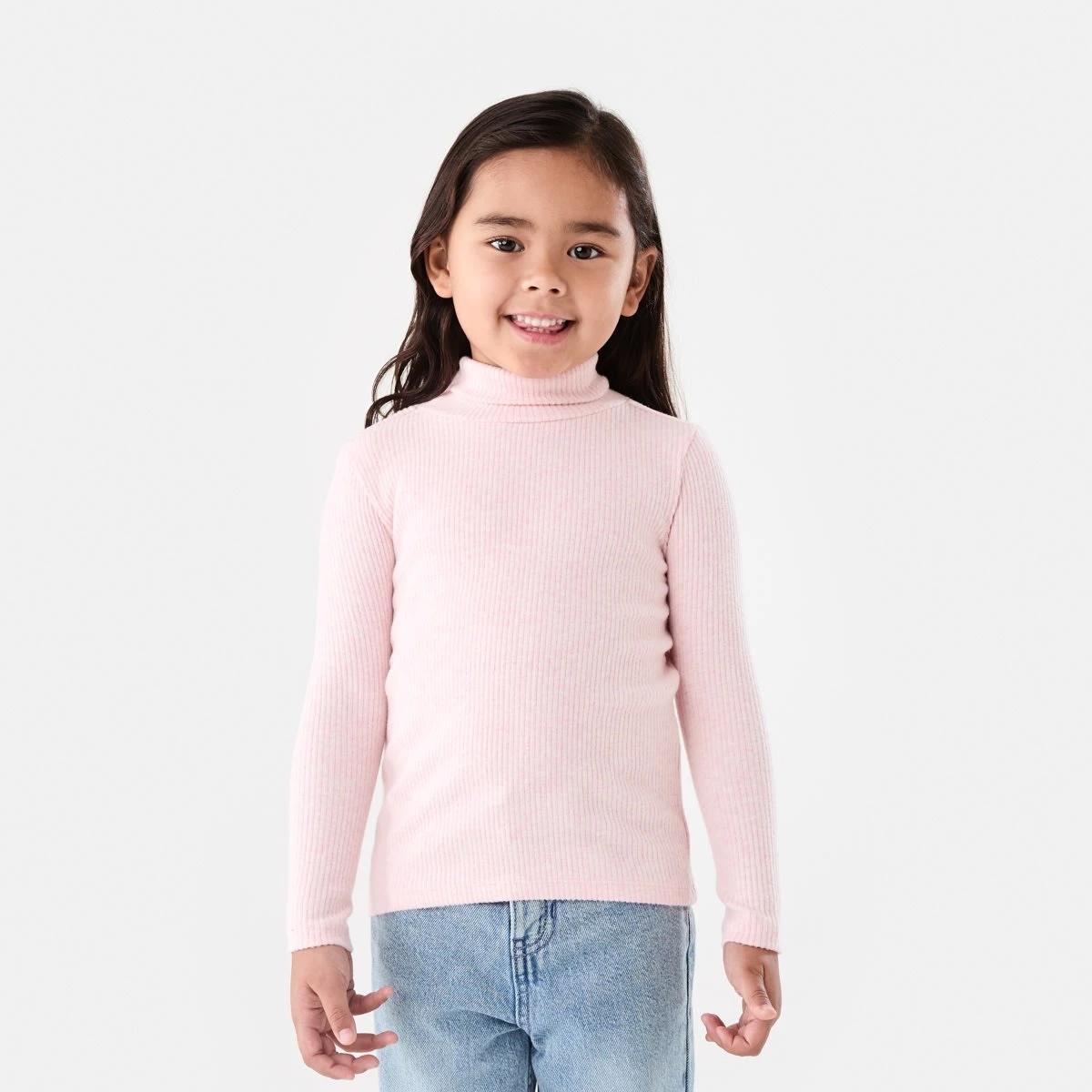 1 Long Sleeve Skivvy Top Pink Marle, 1 of 6