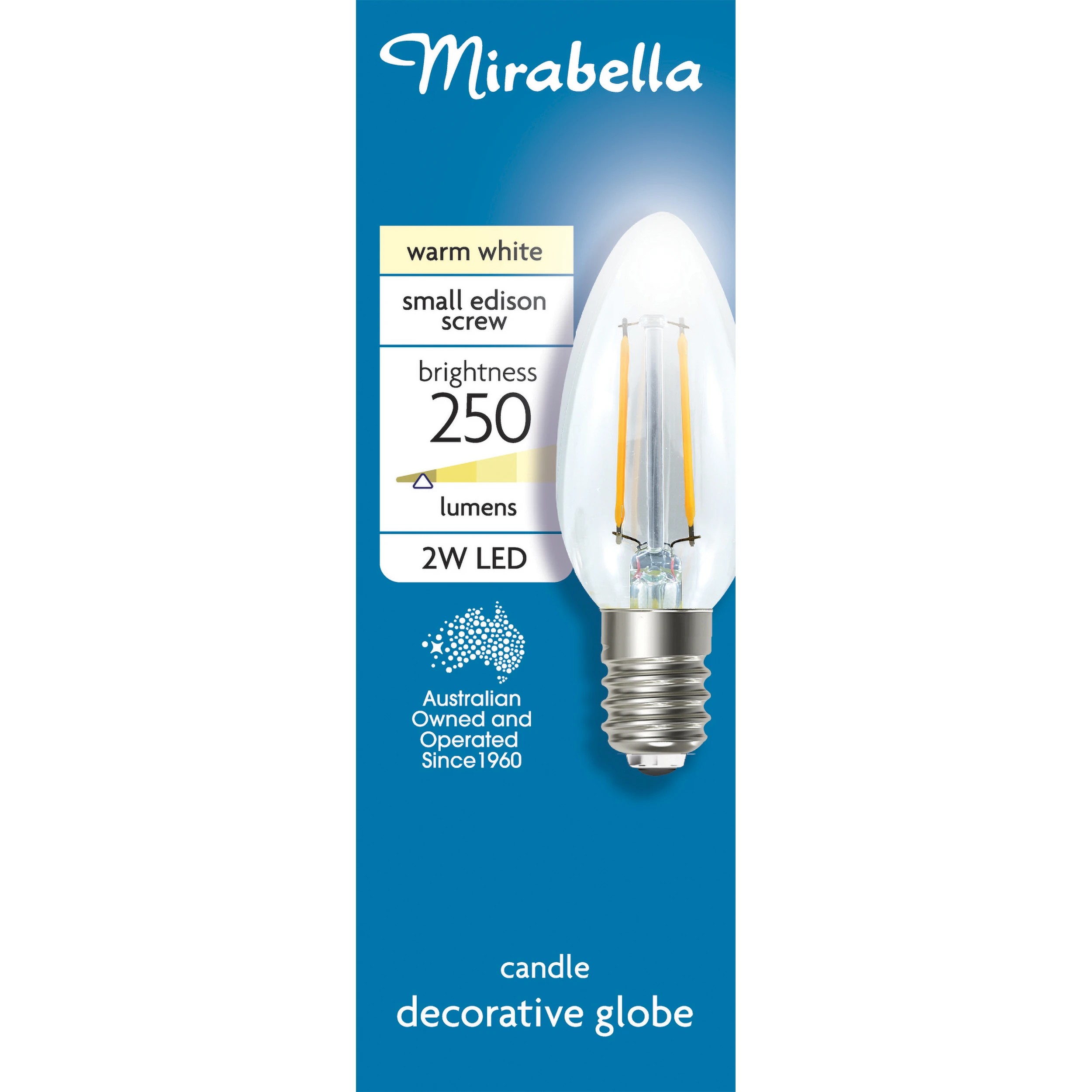 1 Mirabella E14 2W LED Candle Filament Bulb, 1 of 6