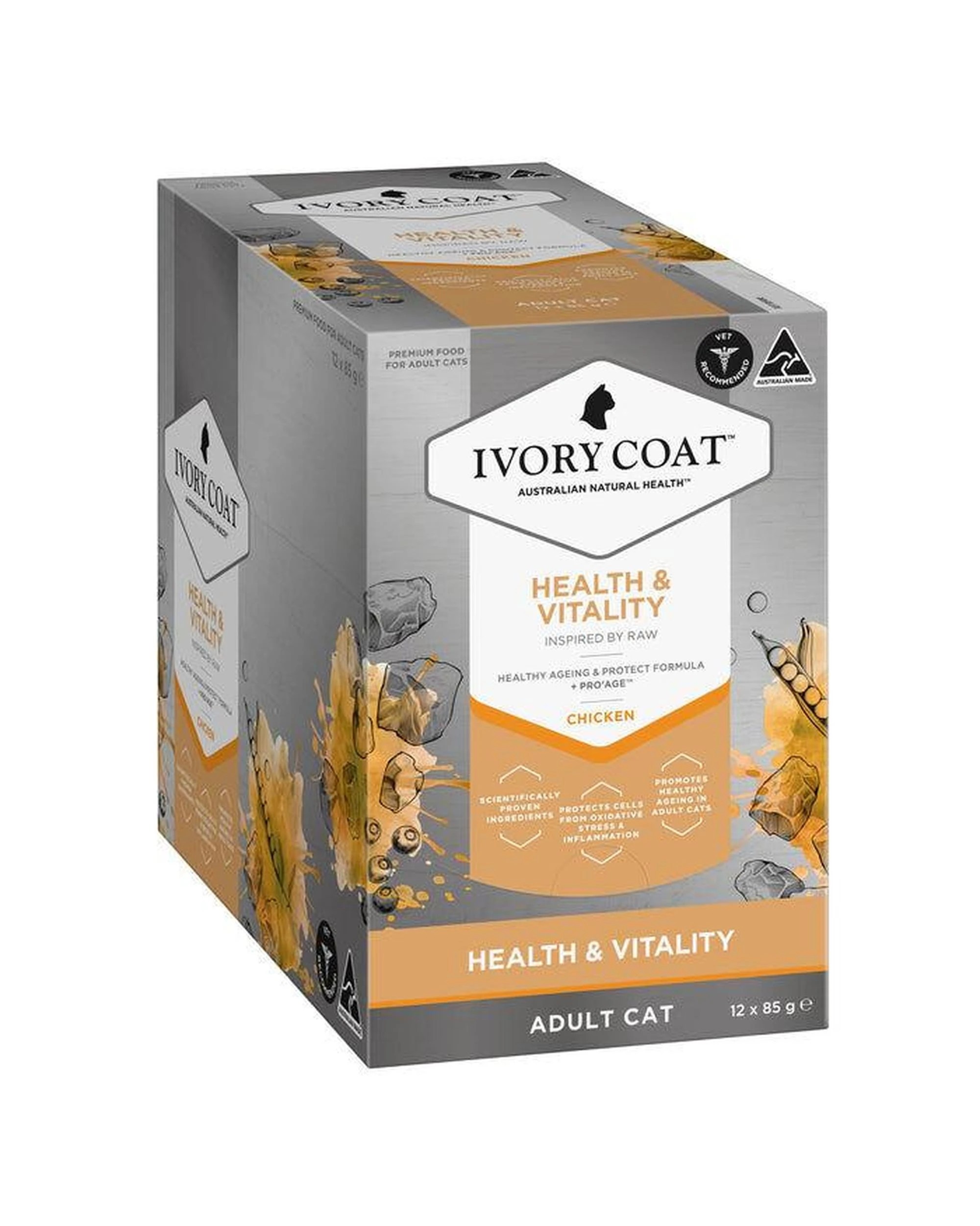 2 Ivory Coat Adult Inspired by Raw Health & Vitality Cat Food Chicken 12 x 85g, 2 of 6