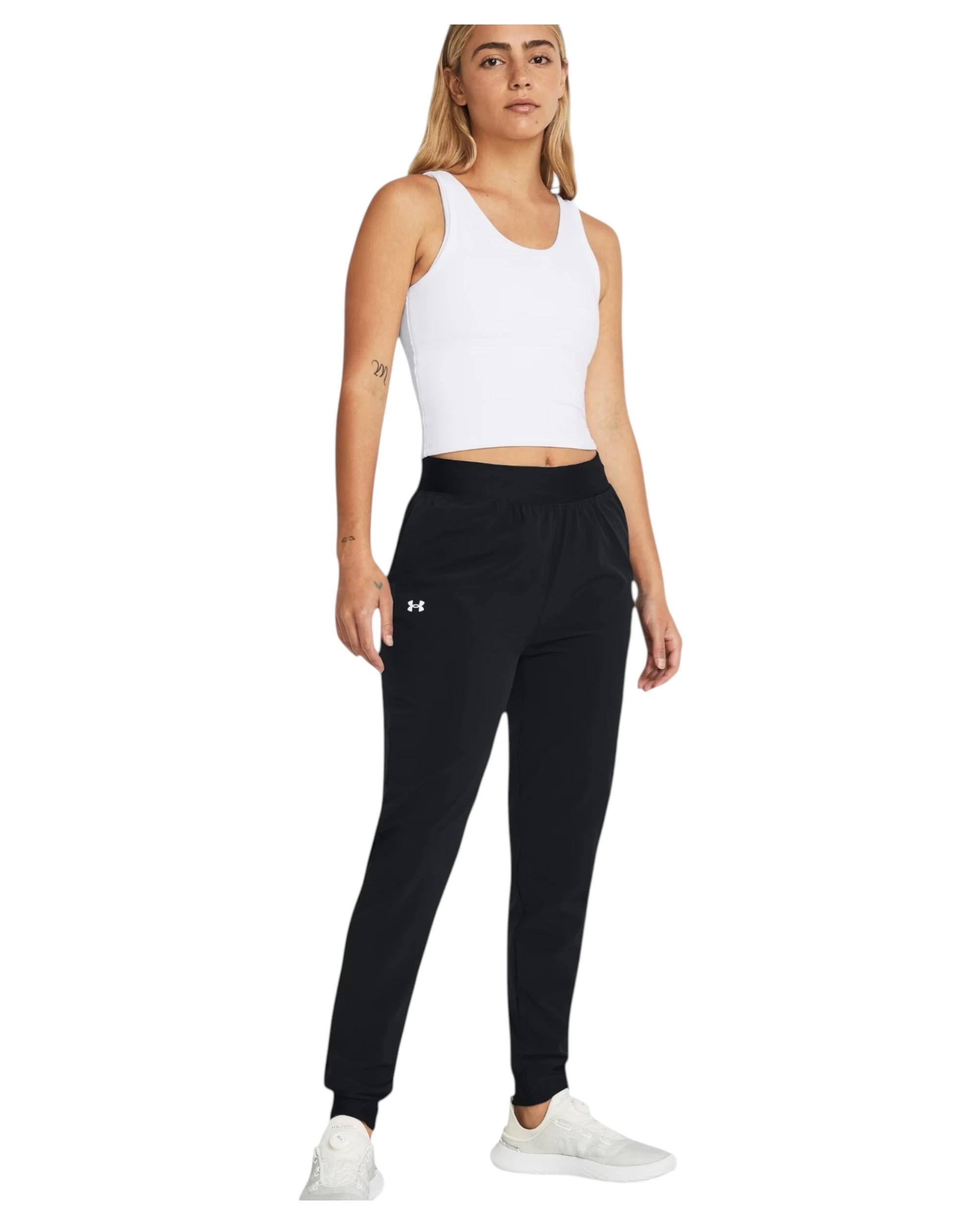 3 Under Armour Womens Rival High-Rise Woven Pants Black Trackies BLACK, 3 of 6