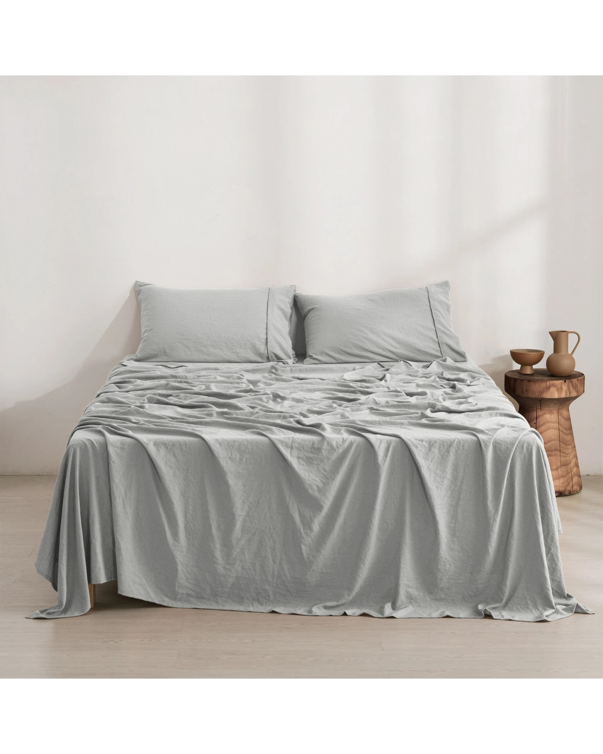 1 Dreamaker Superfine Washed Microfibre Sheet Set - Double Bed - Dove Grey, 1 of 6