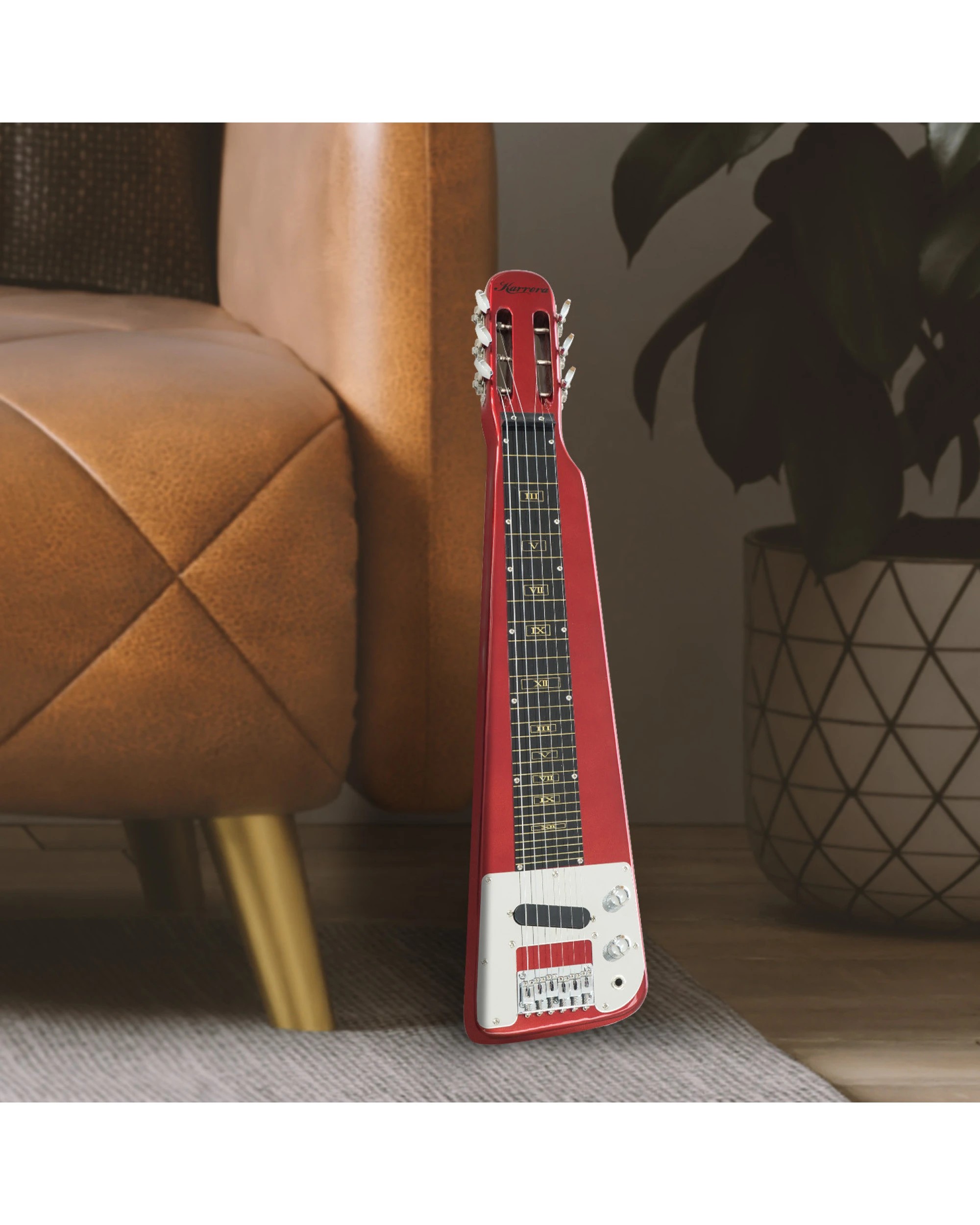 5 Karrera 6-String Steel Lap Guitar in Metallic - Red, 5 of 5