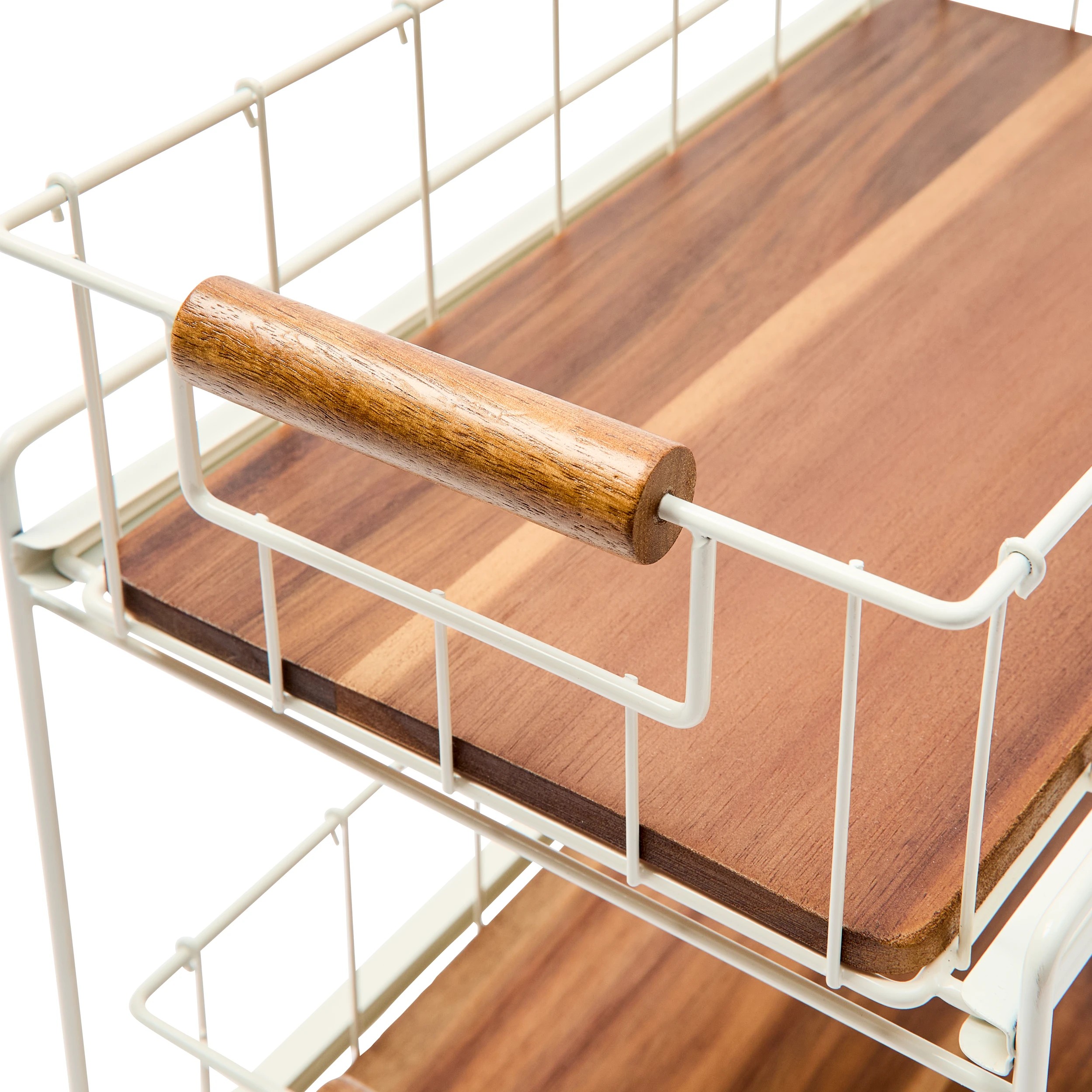 9 Off White and Acacia 2 Tier Drawers, 9 of 10