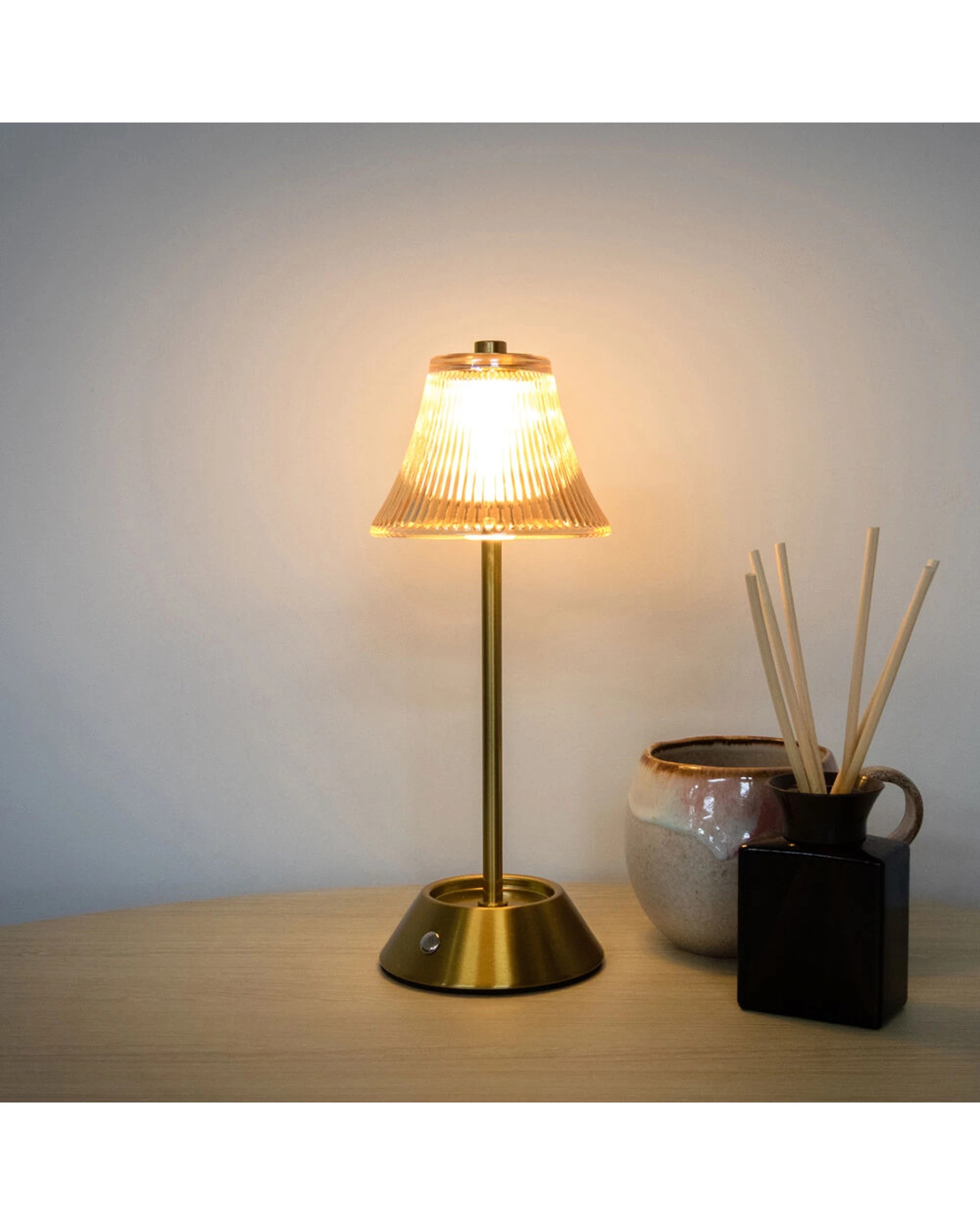 6 Boyle Rechargeable LED Table Lamp Fluted Glass Shade Adjustable Lighting - Bronze, 6 of 8