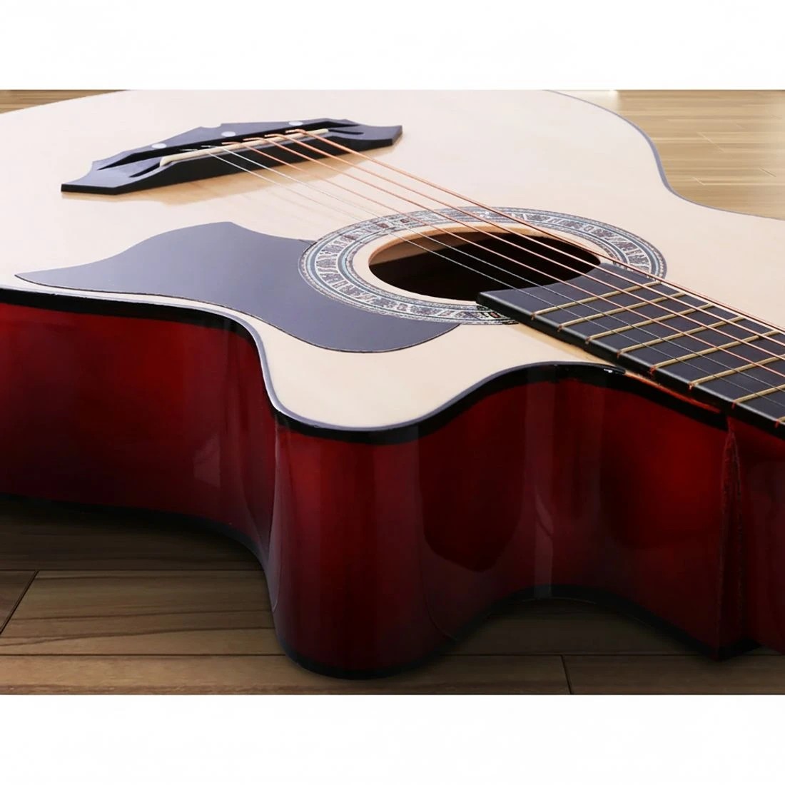 5 Alpha 38 Inch Acoustic Guitar Wooden Body Steel String Full Size w/ Stand Wood - Multi, 5 of 7