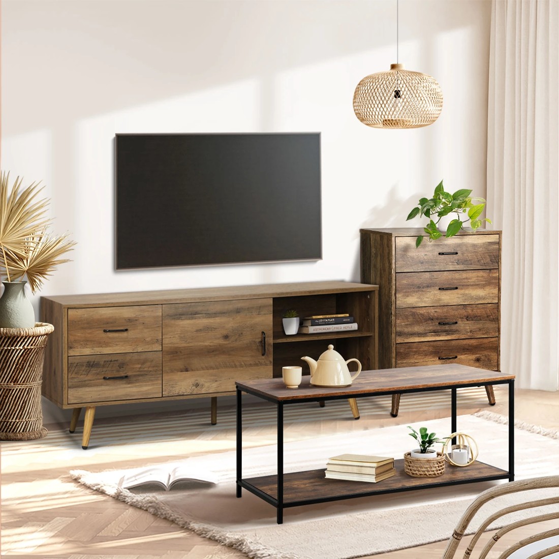 3 Oikiture Coffee Table Side Table Storage Rack Shelf 2-tier
 - Multi, 3 of 10