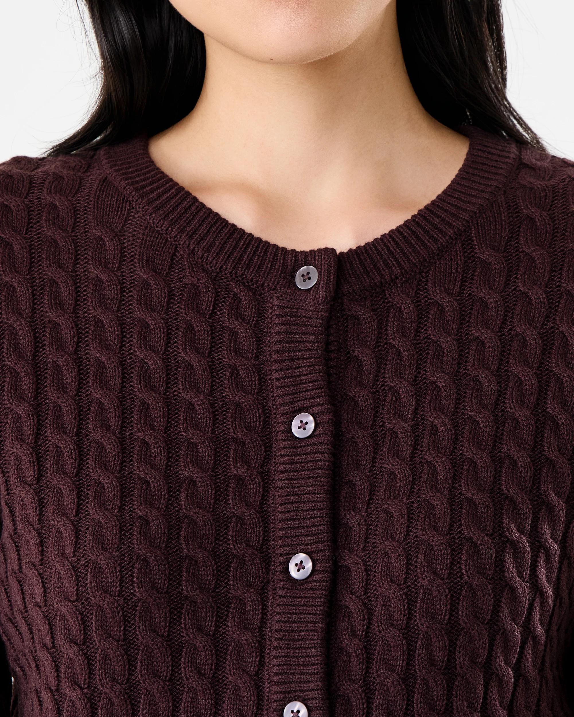 5 Long Sleeve Lightweight Cable Cardigan Fudge, 5 of 7