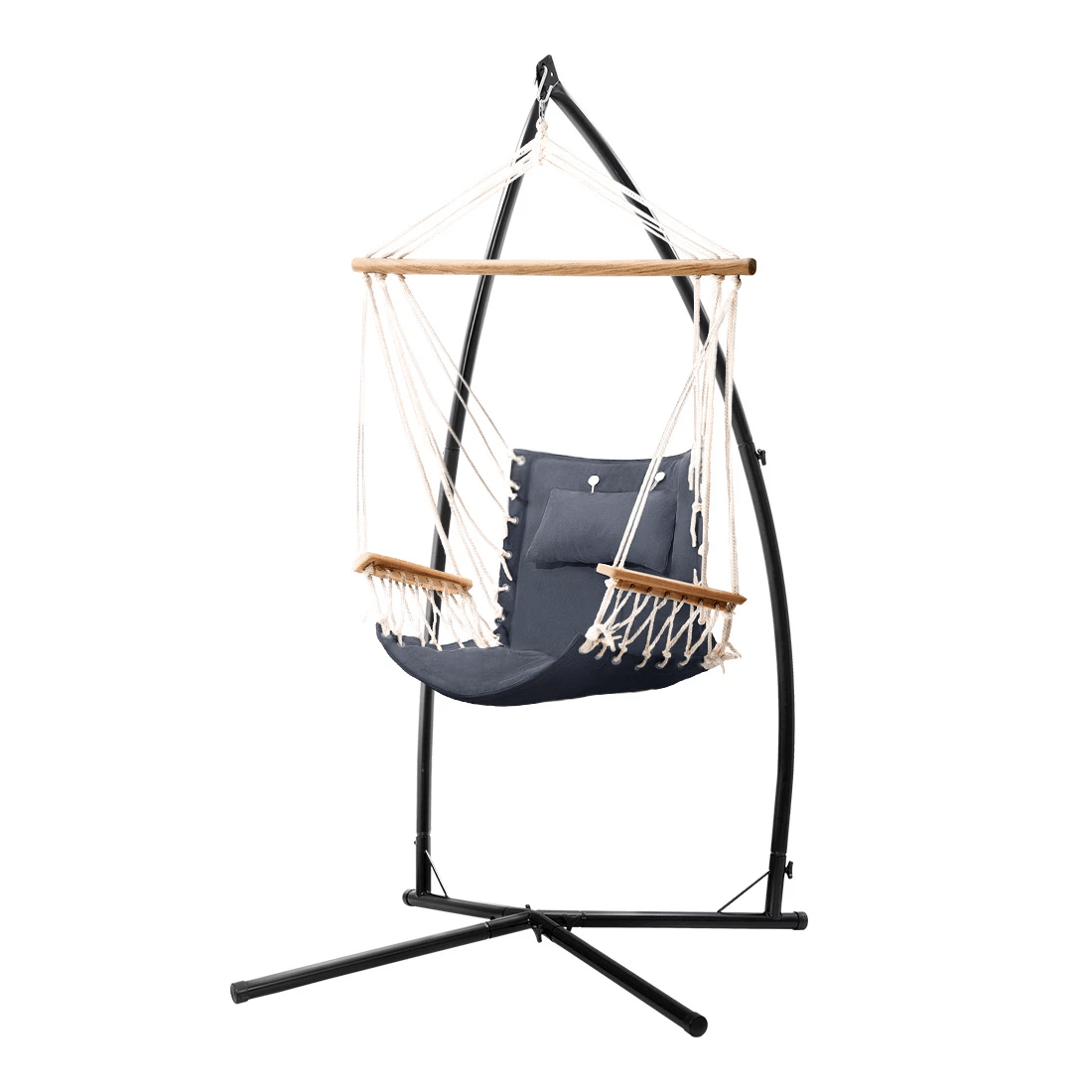 1 Gardeon Hammock Chair with Steel Stand Armrest Outdoor Hanging - Multi, 1 of 2