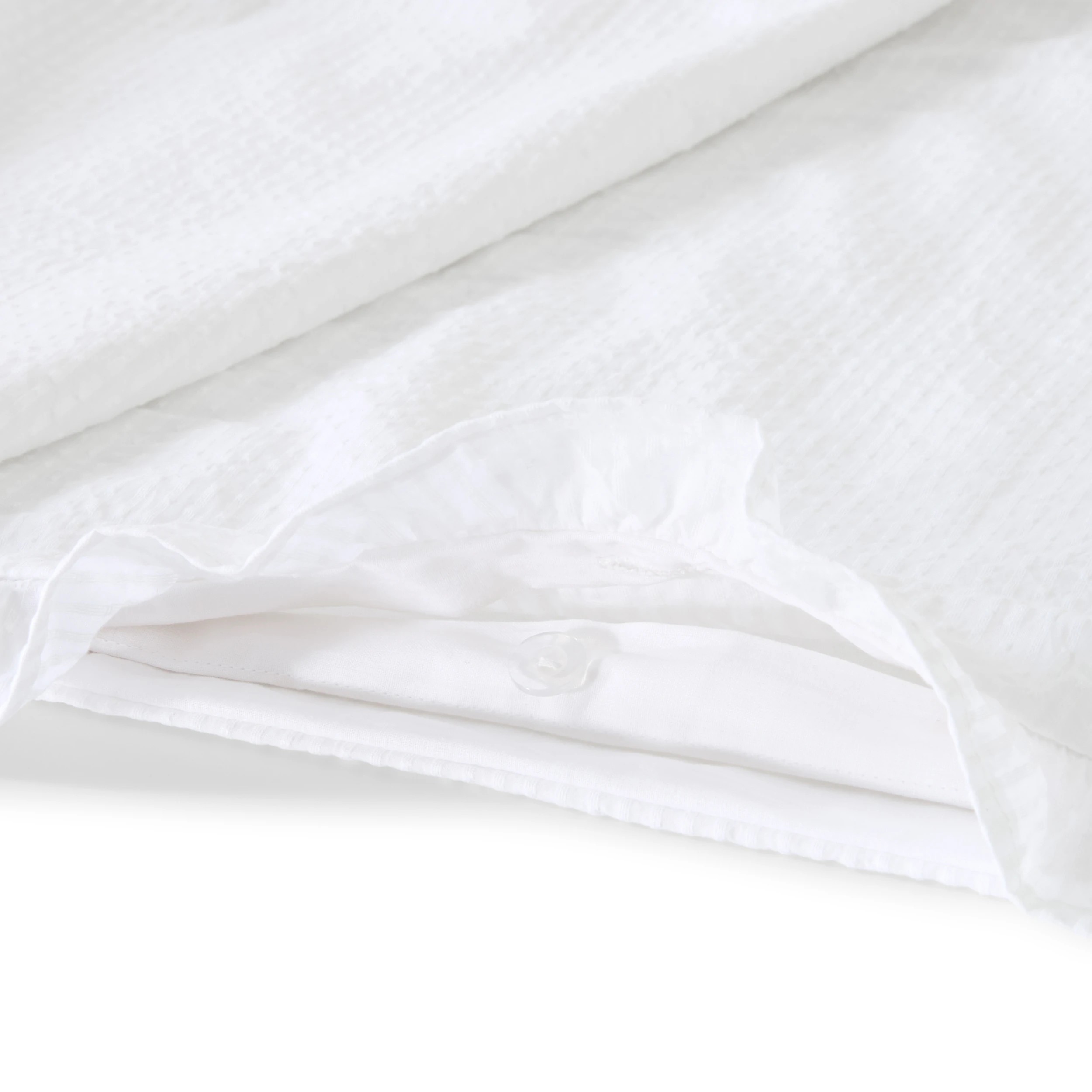 4 Ruffle Cotton Quilt Cover Set - King Bed, White, 4 of 6