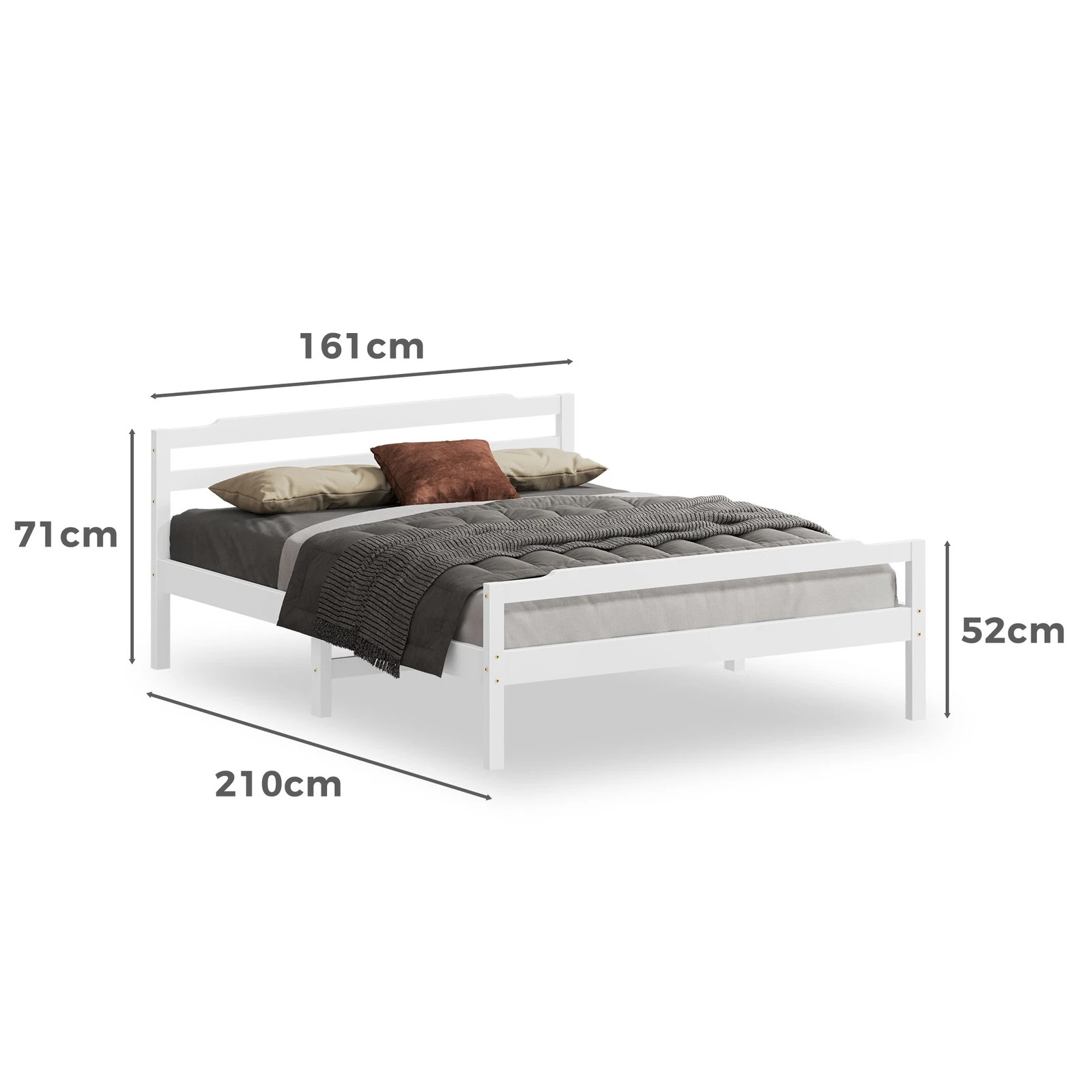 10 Alfordson Bed Frame Wooden Queen Size Mattress Base Platform Timber Dubem - White, 10 of 10