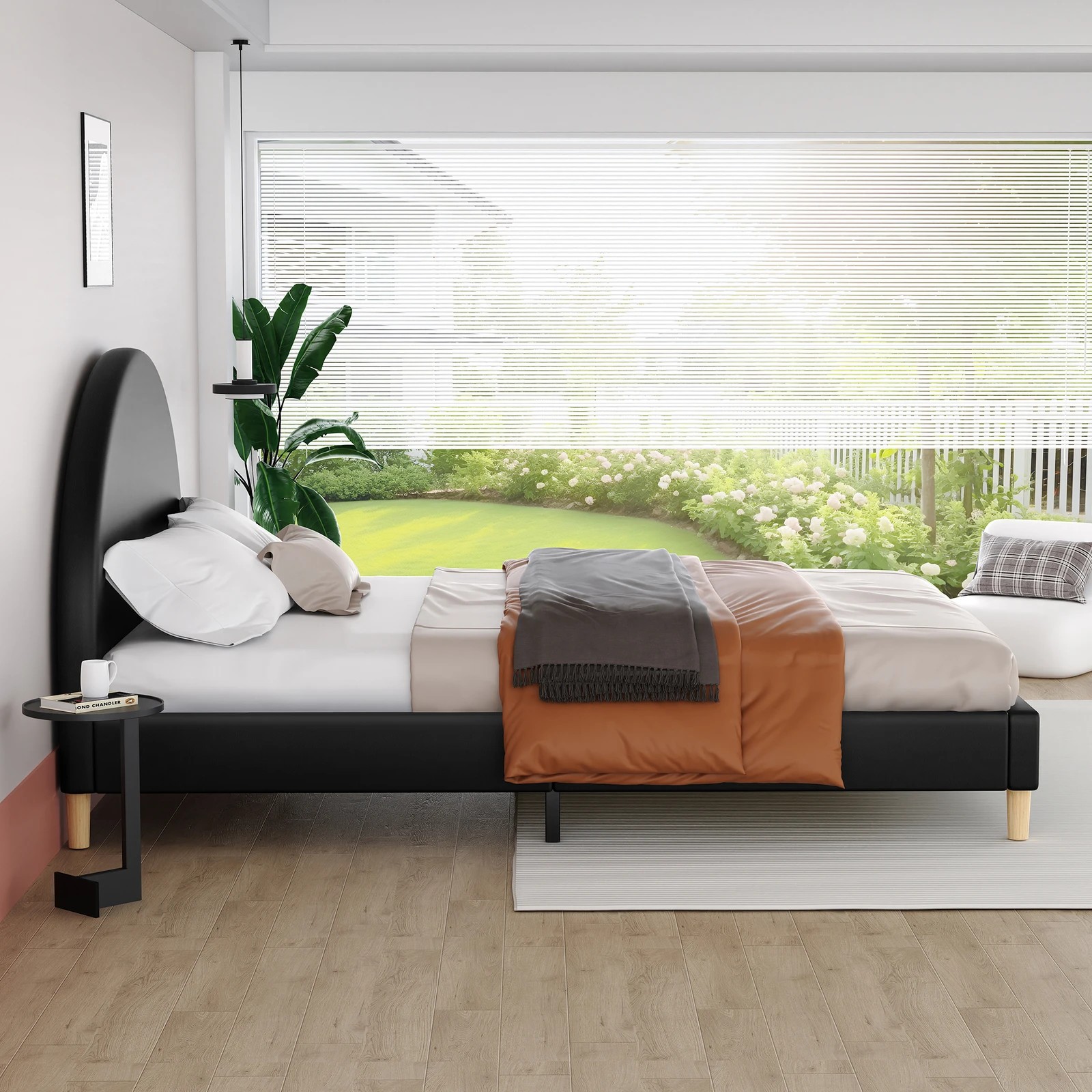 5 Alfordson Bed Frame King Size Mattress Base Platform Leather Calla - Black, 5 of 10