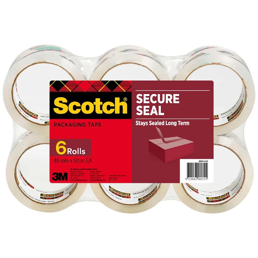 1 Scotch Secure Seal Tape 48mm x 50m Clear 6 Pack, 1 of 2