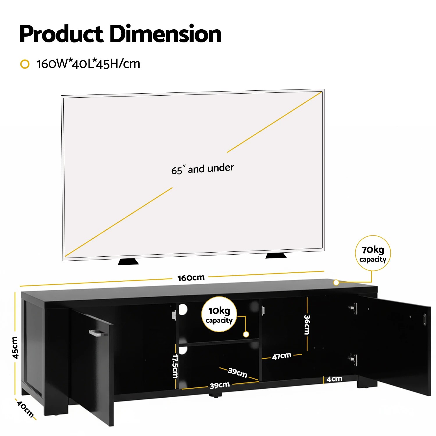 5 Artiss TV Cabinet Entertainment Unit 160cm  Maxi - Black, 5 of 9