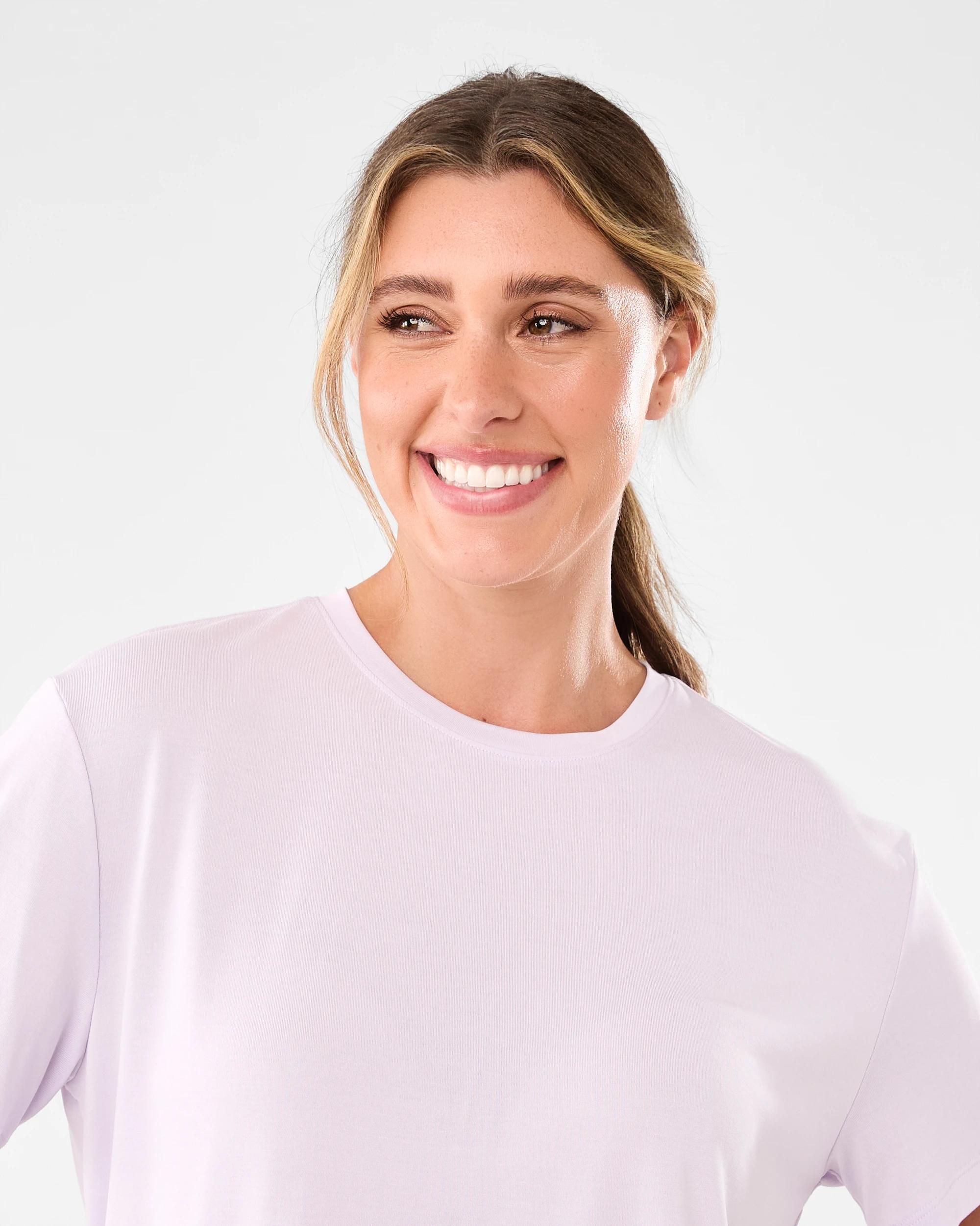 4 Active Womens Modal Blend Mid Length T-shirt Mist Lilac, 4 of 6