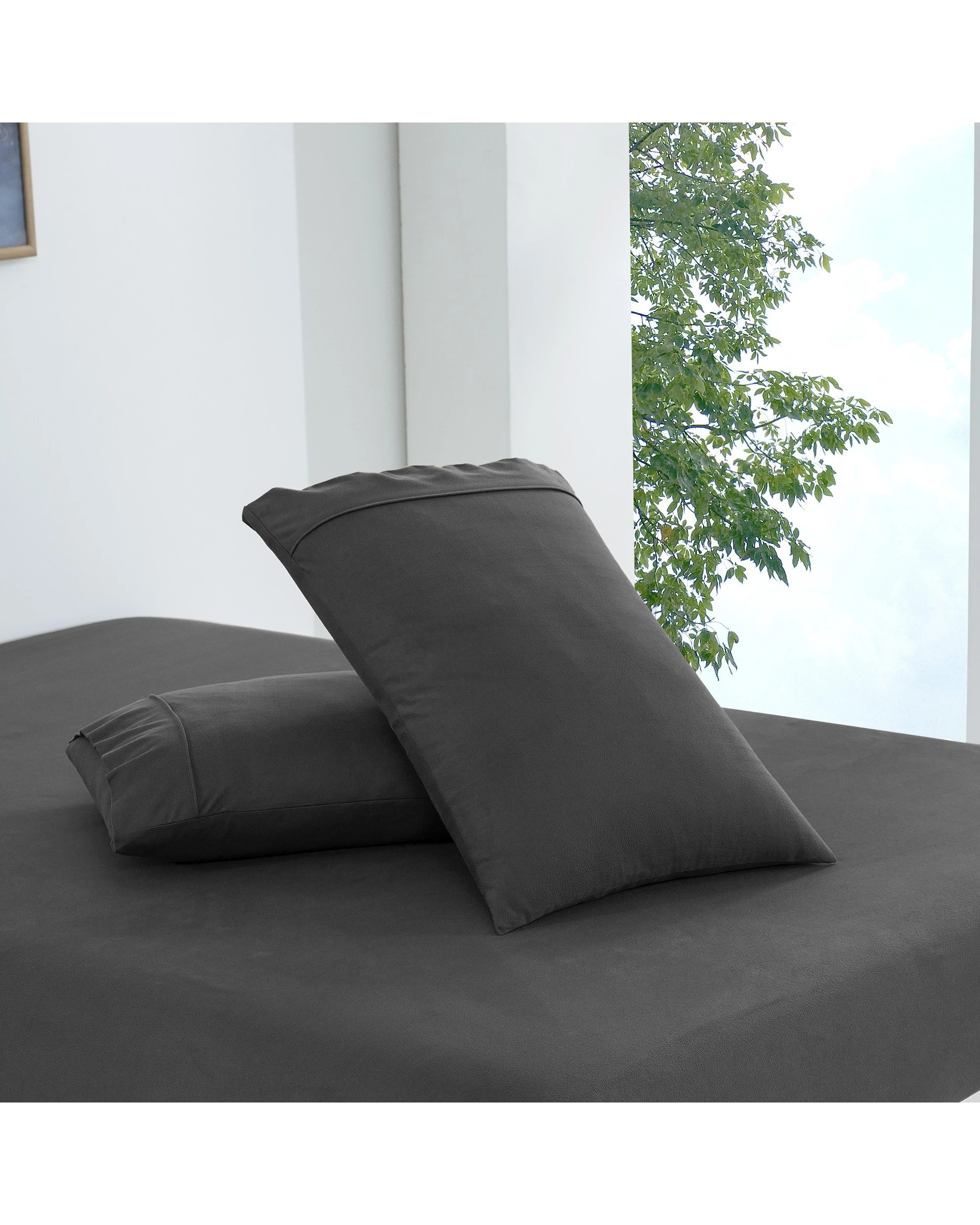 4 Dreamaker Micro Flannel Sheet Set - Queen Bed - Charcoal, 4 of 9