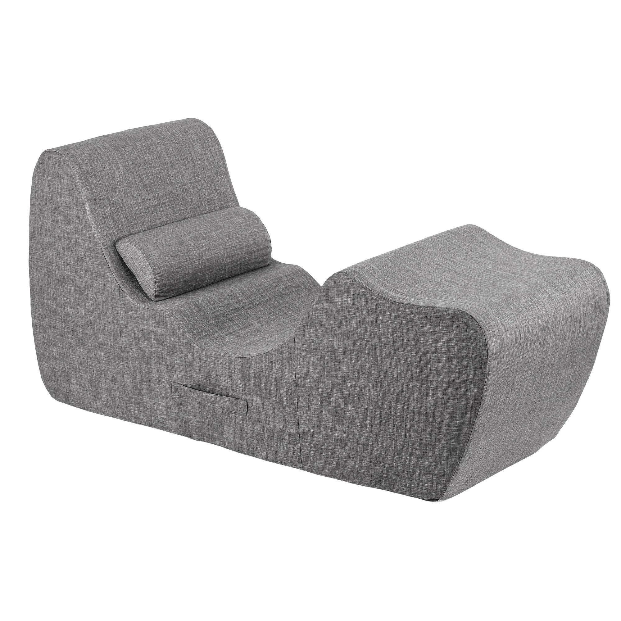 1 Artiss Chaise Lounge Chair Ergonomic S-Curve Floor Lounger Boneless Lounge Chairs - Grey, 1 of 8