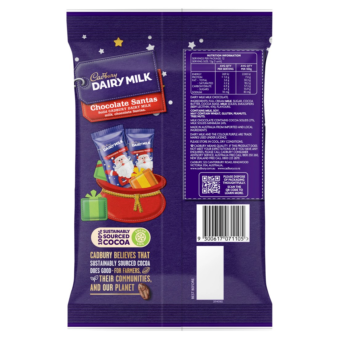 2 Cadbury Dairy Milk 12 Pack Chocolate Santa Share Pack 144g, 2 of 4