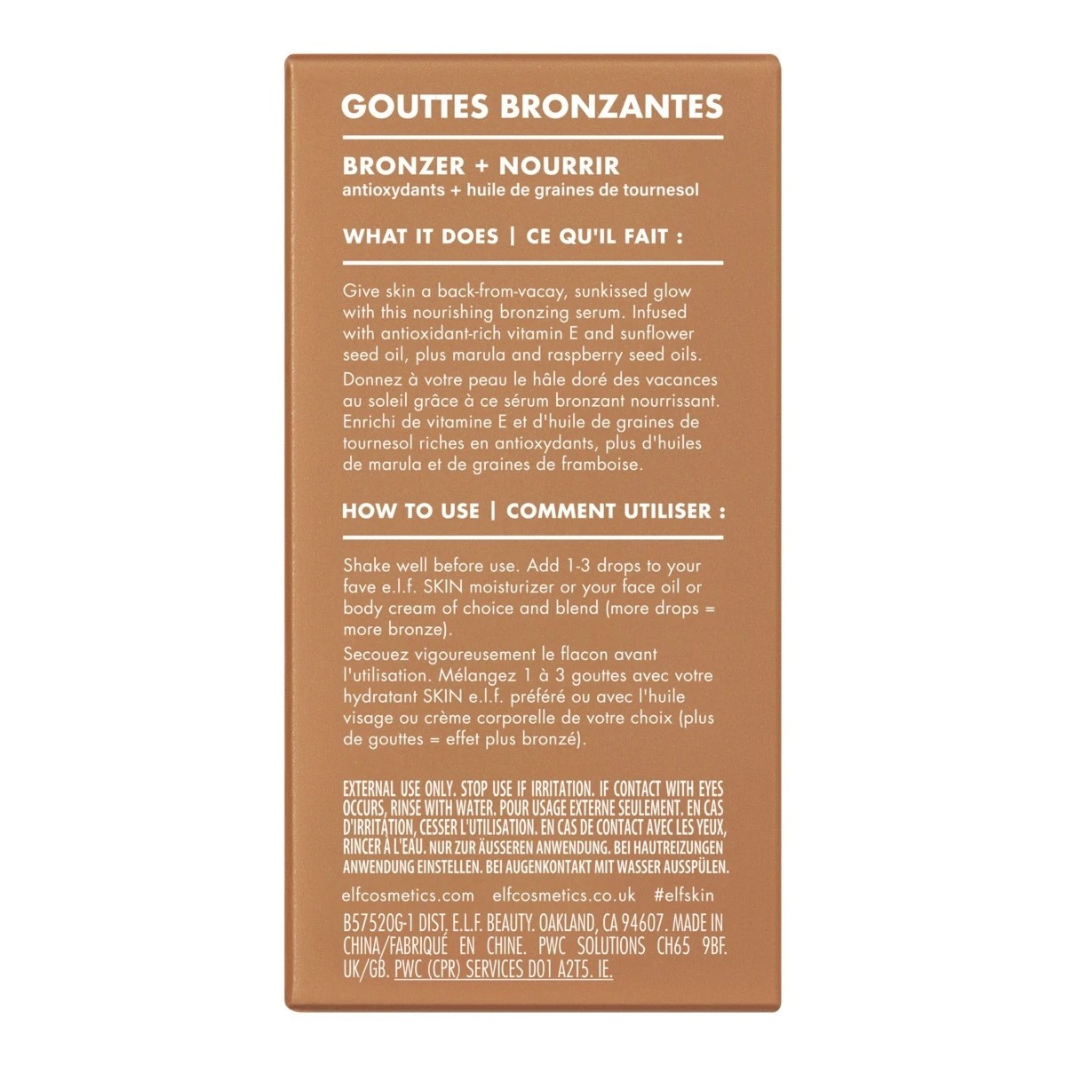 5 e.l.f. SKIN Bronzing Drops - Copper Gold, Vitamin E and Sunflower Seed Oil, 5 of 7