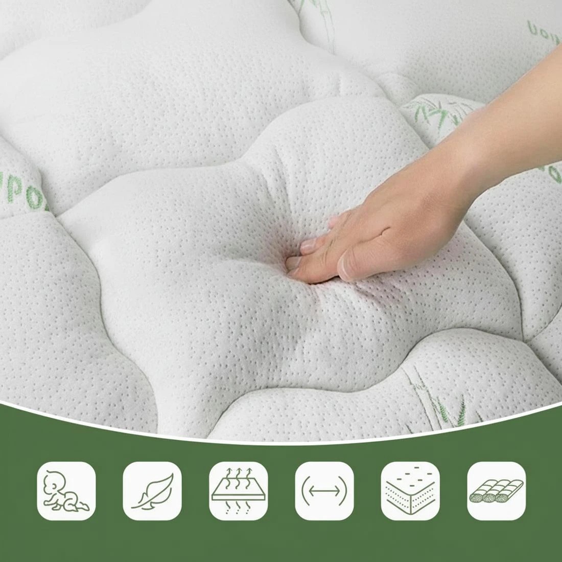 7 Giselle Mattress Topper 5cm Pillowtop toppers Bamboo Single - Multi, 7 of 9