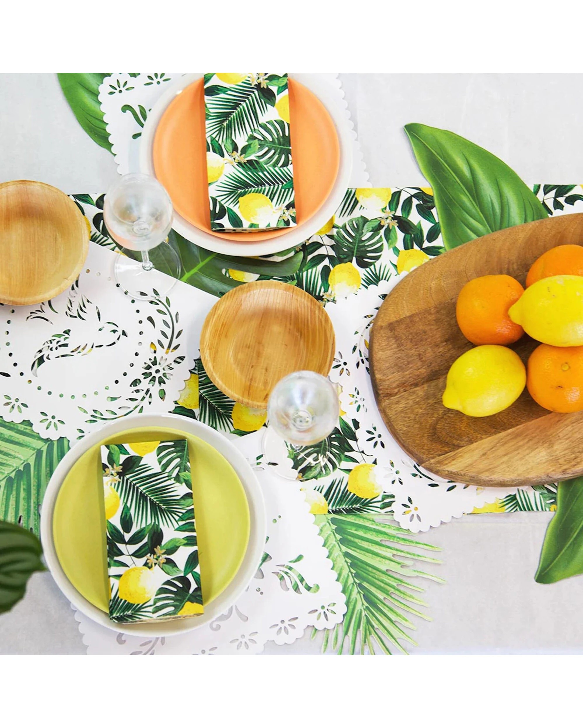 3 Talking Tables Talking Tables Tropical Palm Lemon Large Napkins Serviettes Pack of 20 - Multi, 3 of 5