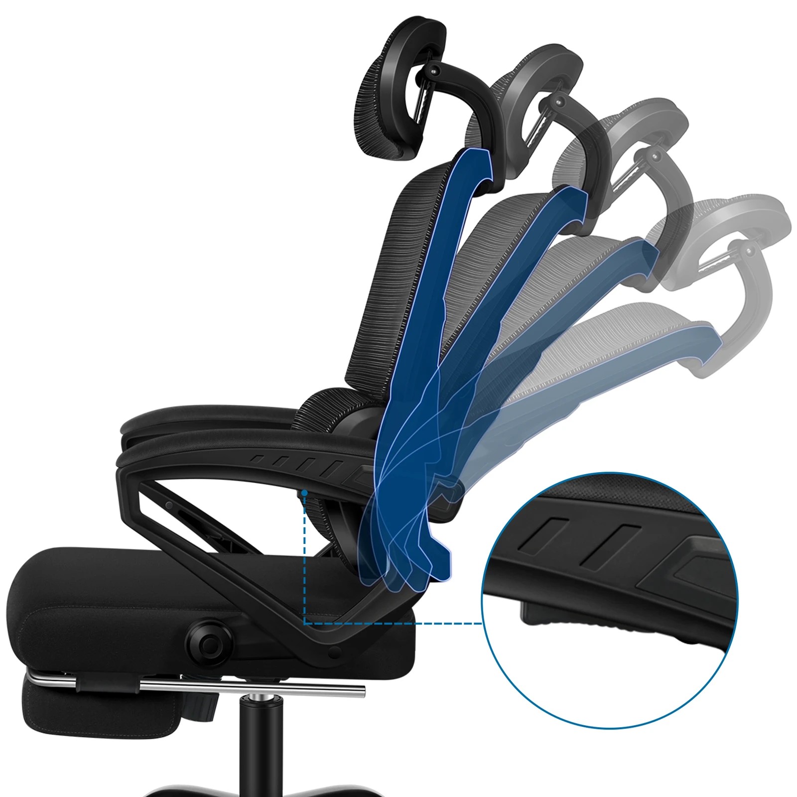 8 Alfordson Mesh Office Chair Racing Ergonomic Executive Computer Recliner Work - Black, 8 of 10