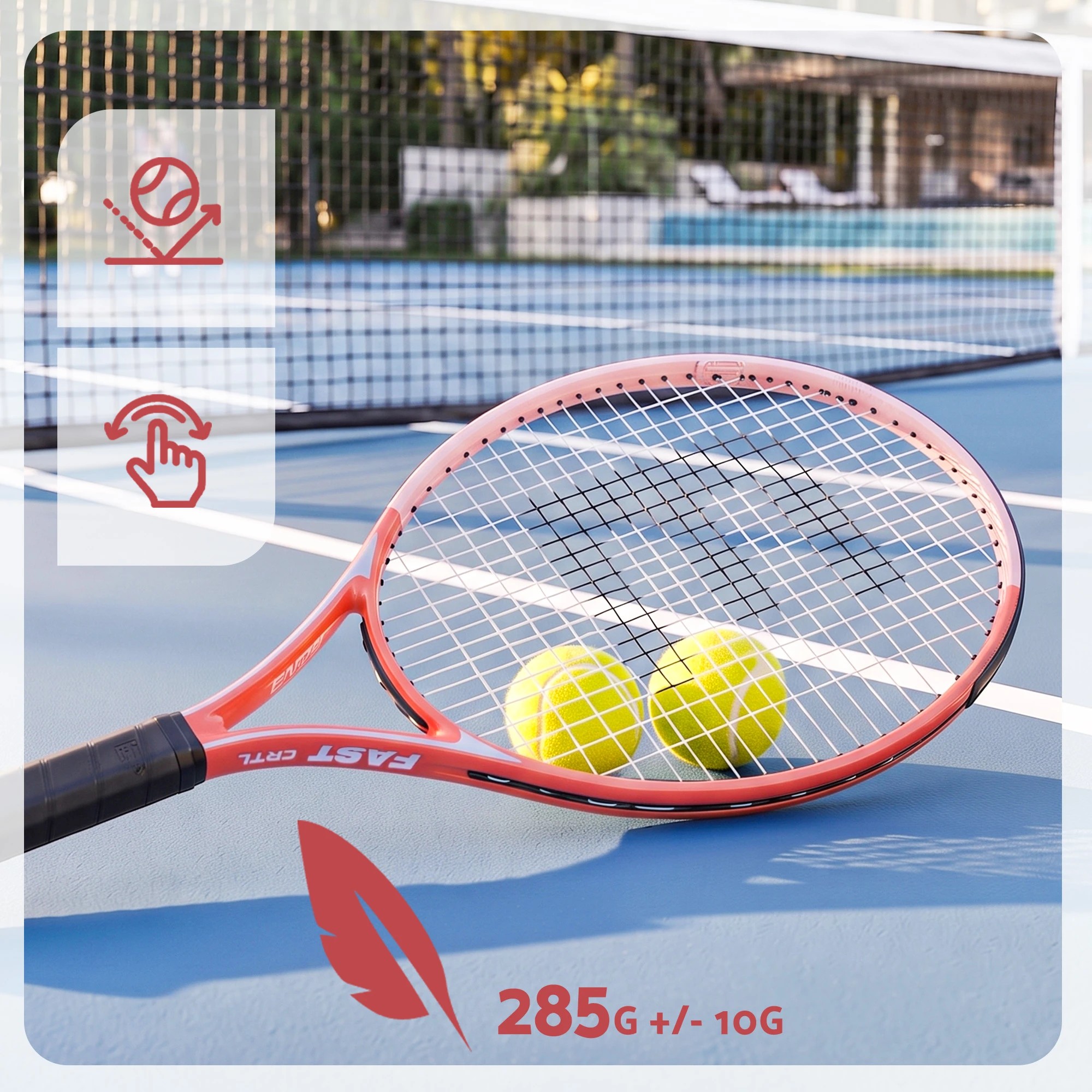 6 Everfit 27 Inch Tennis Racket Lightweight Adult Racquet with Larger Head and Cushioned Grip for Beginners - Pink, 6 of 9