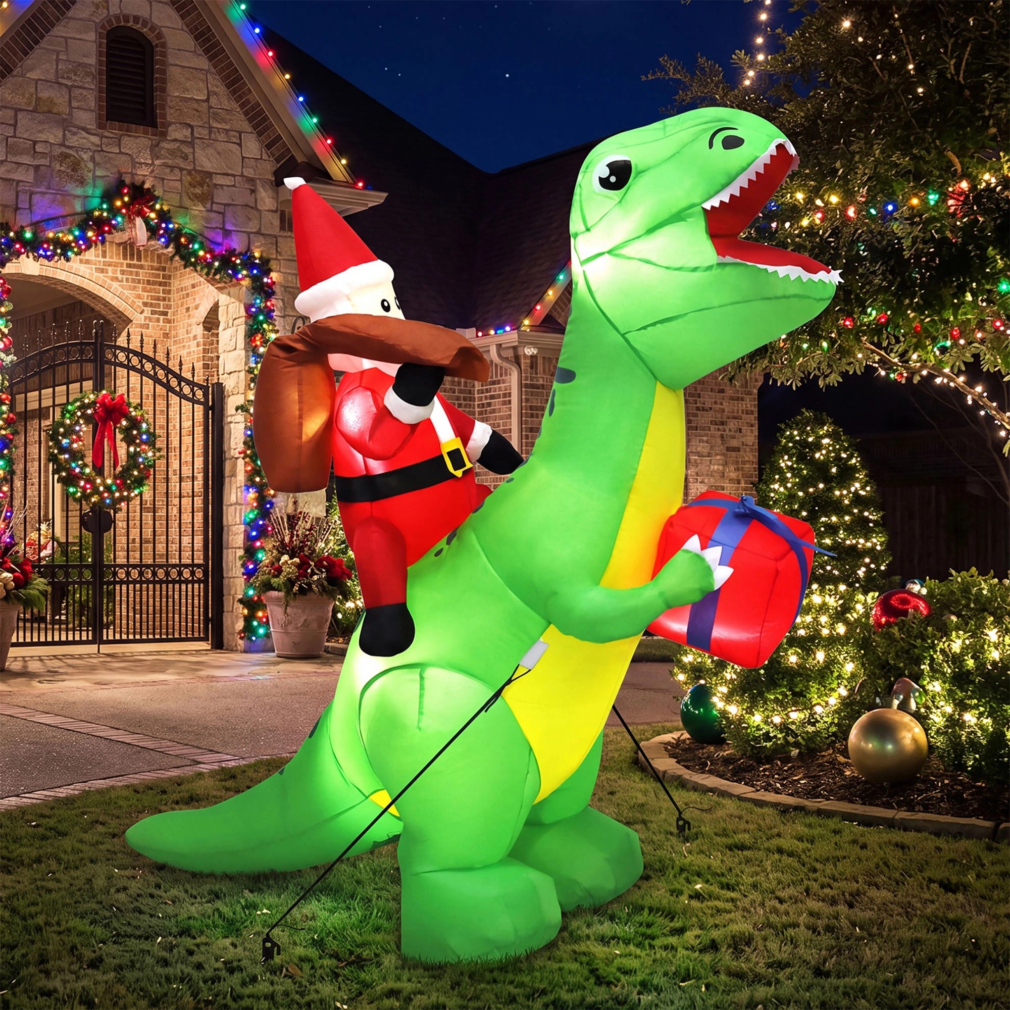 7 Santaco 2.2M Xmas Inflatable Decor Dinosaur, 7 of 7