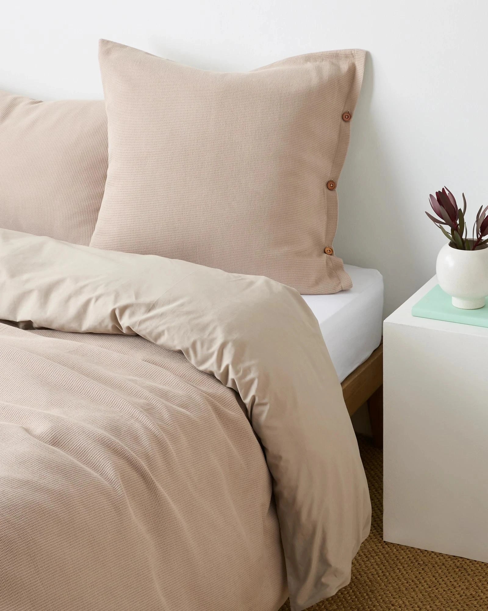 1 Target Nico Mini Waffle Australian Cotton European Pillowcase - Queen Bed - Natural, 1 of 2