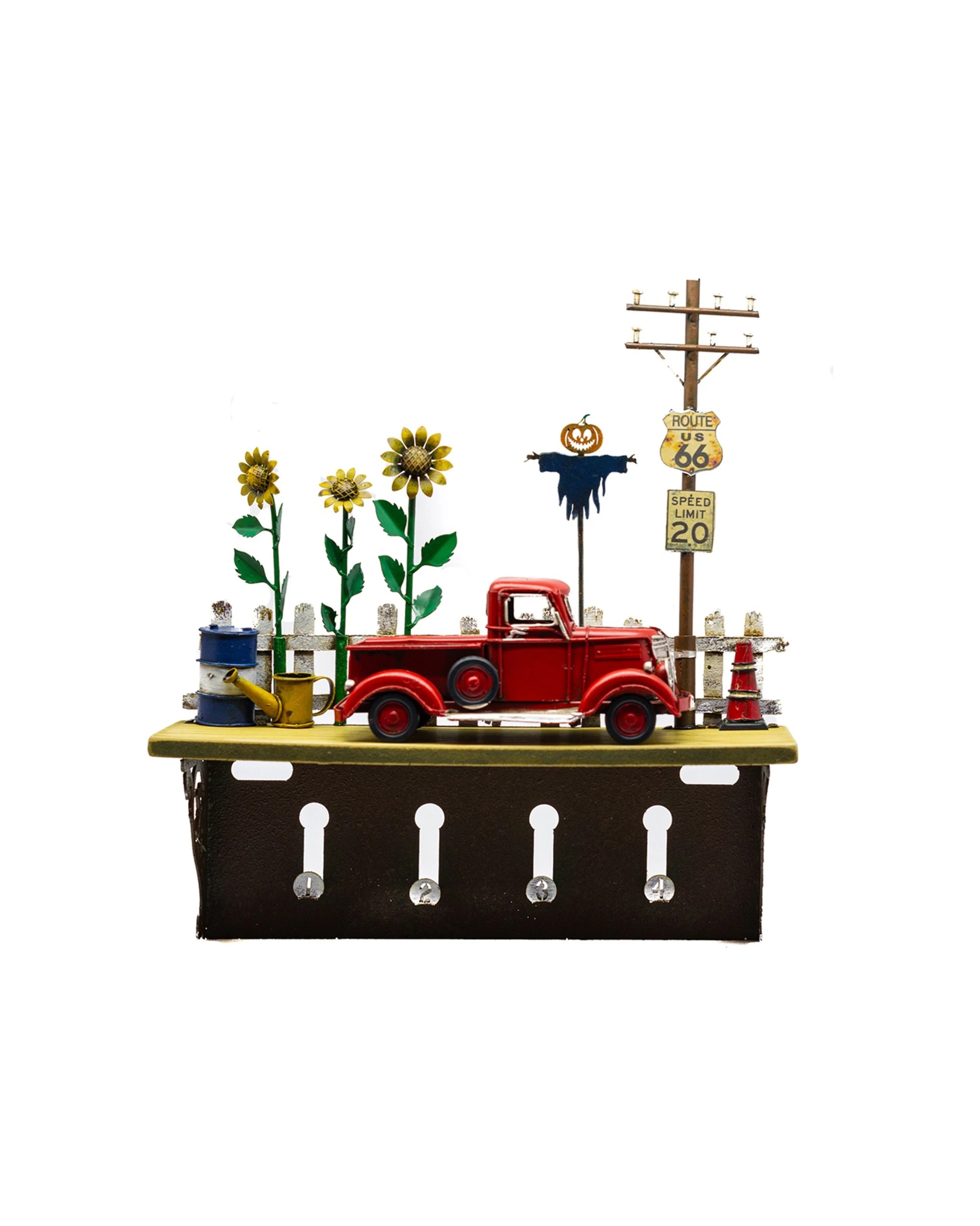 2 BOYLE Shelf Hanging Wall Decor With Hooks Handmade Hand-Painted Metal 31cm - Brown, 2 of 5