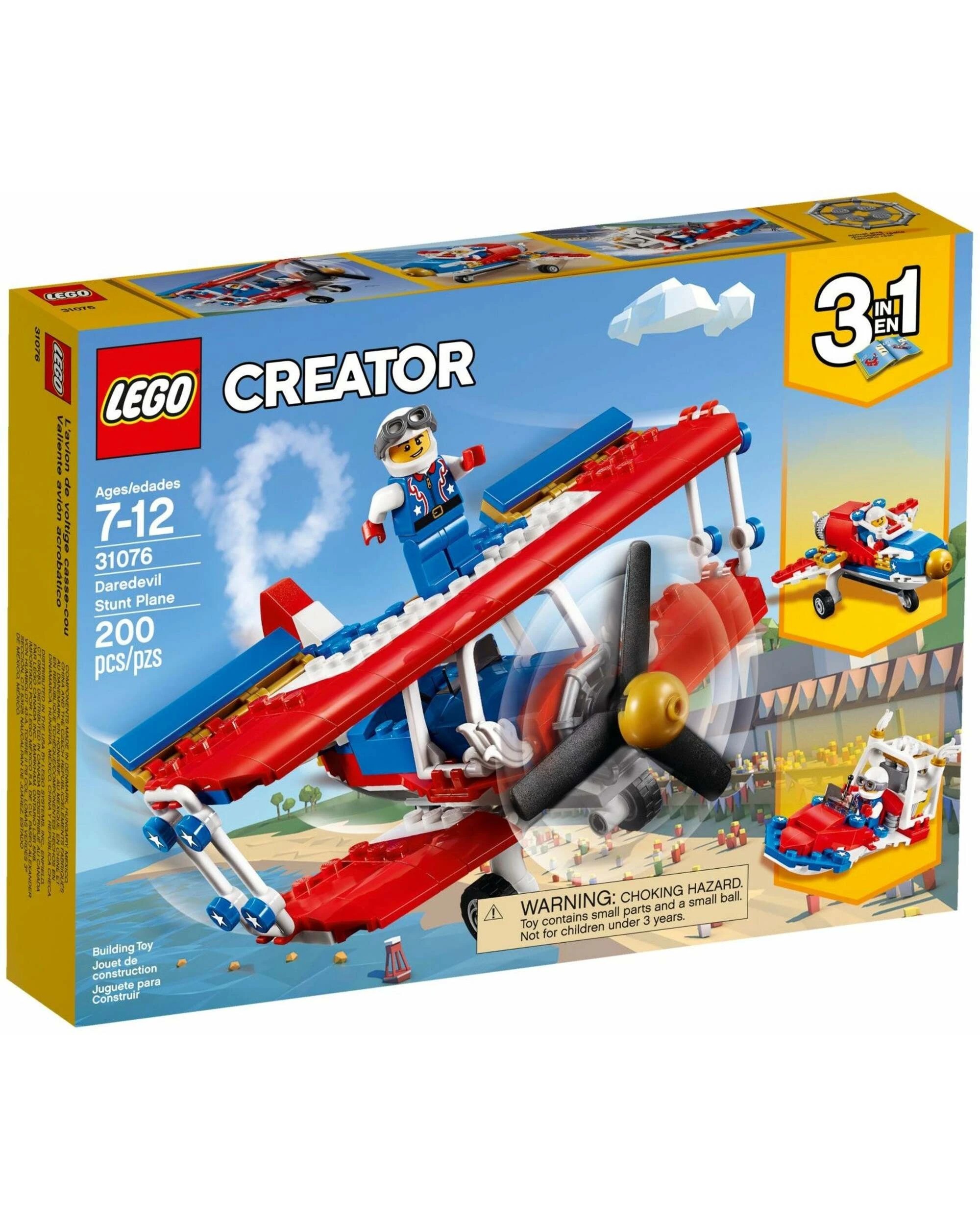 1 LEGO 31076 Daredevil Stunt Plane: 3-in-1 Biplane, Rocket Car & Boat, 1 of 5