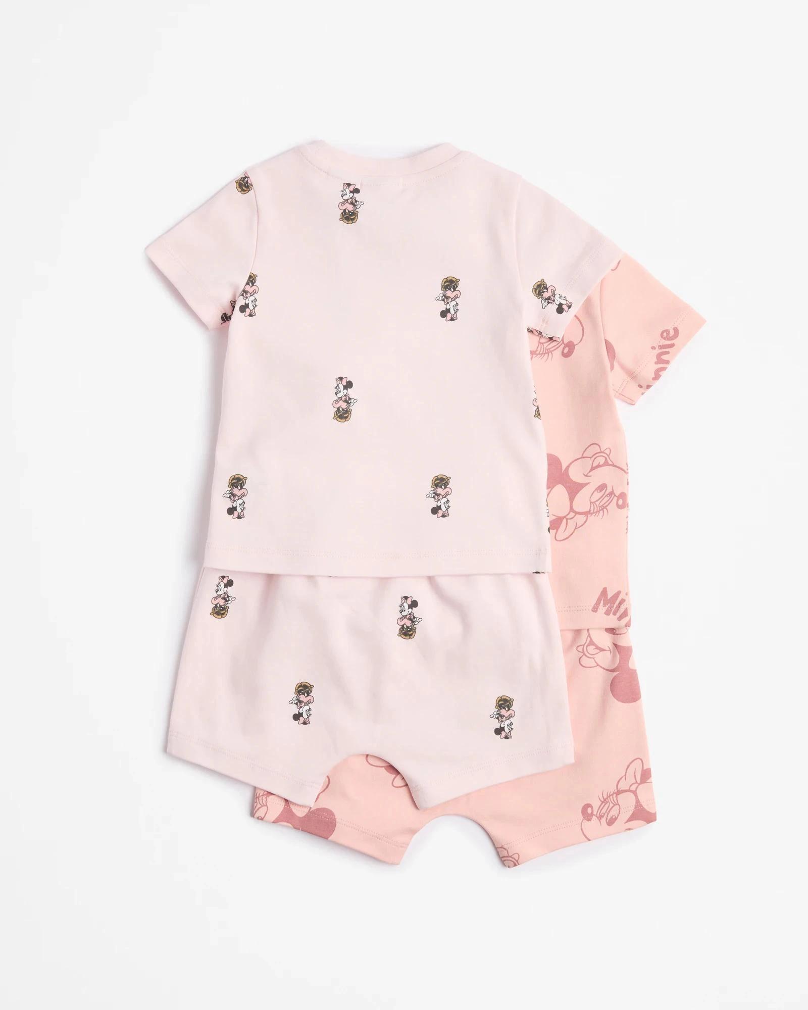 4 Baby Disney Minnie Mouse Organic Cotton Short Sleeve Pyjama Set 2 Pack PINK, 4 of 5