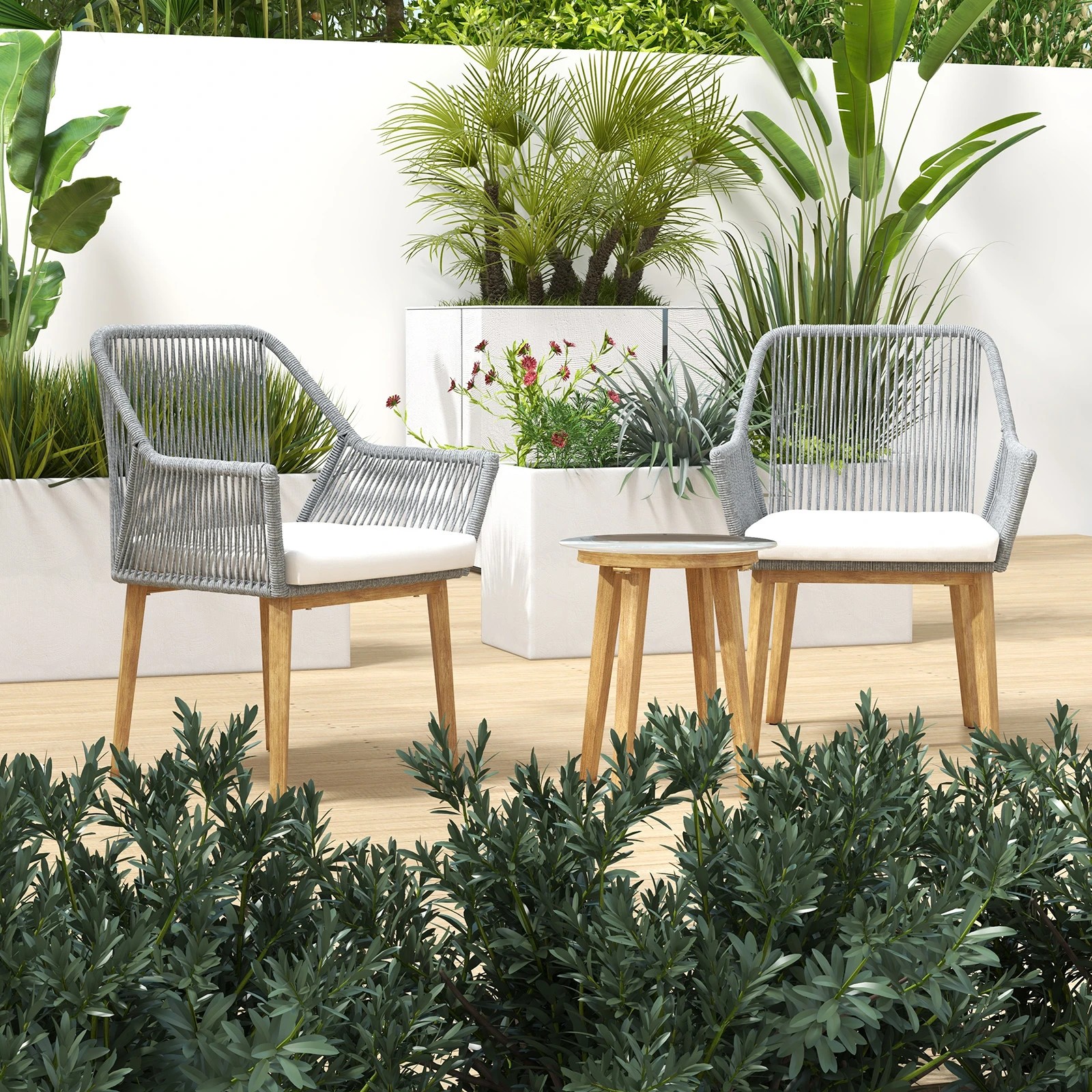 4 Arcadia Furniture 3 Piece Bistro Set Stylish Weather Resistant Outdoor Dark Grey - Grey, 4 of 4