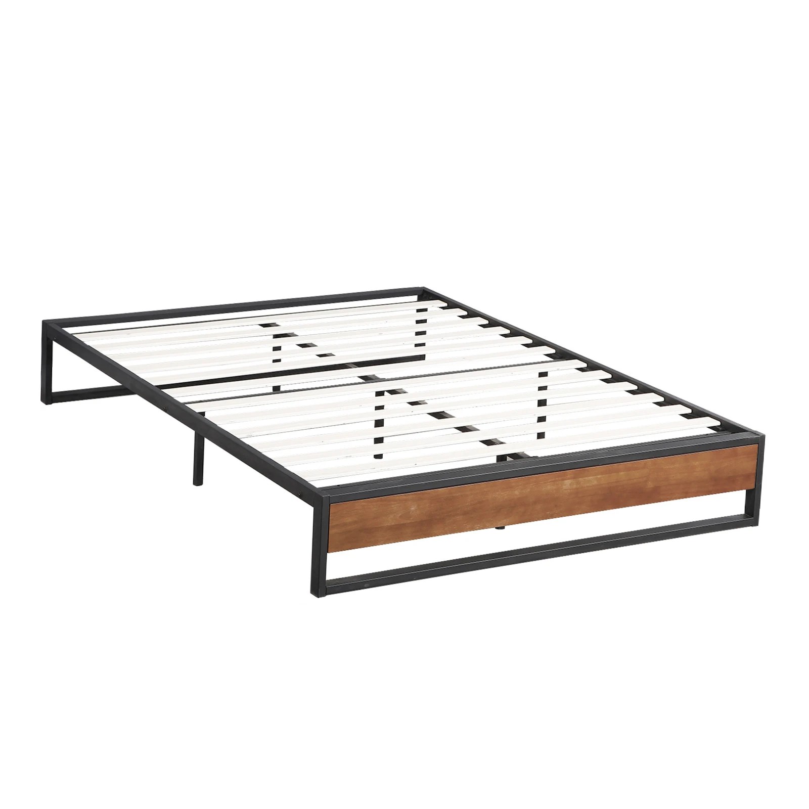 2 Milano Décor Sorrento Metal Wood Bed Frame Mattress Base Platform Modern - Black, 2 of 10