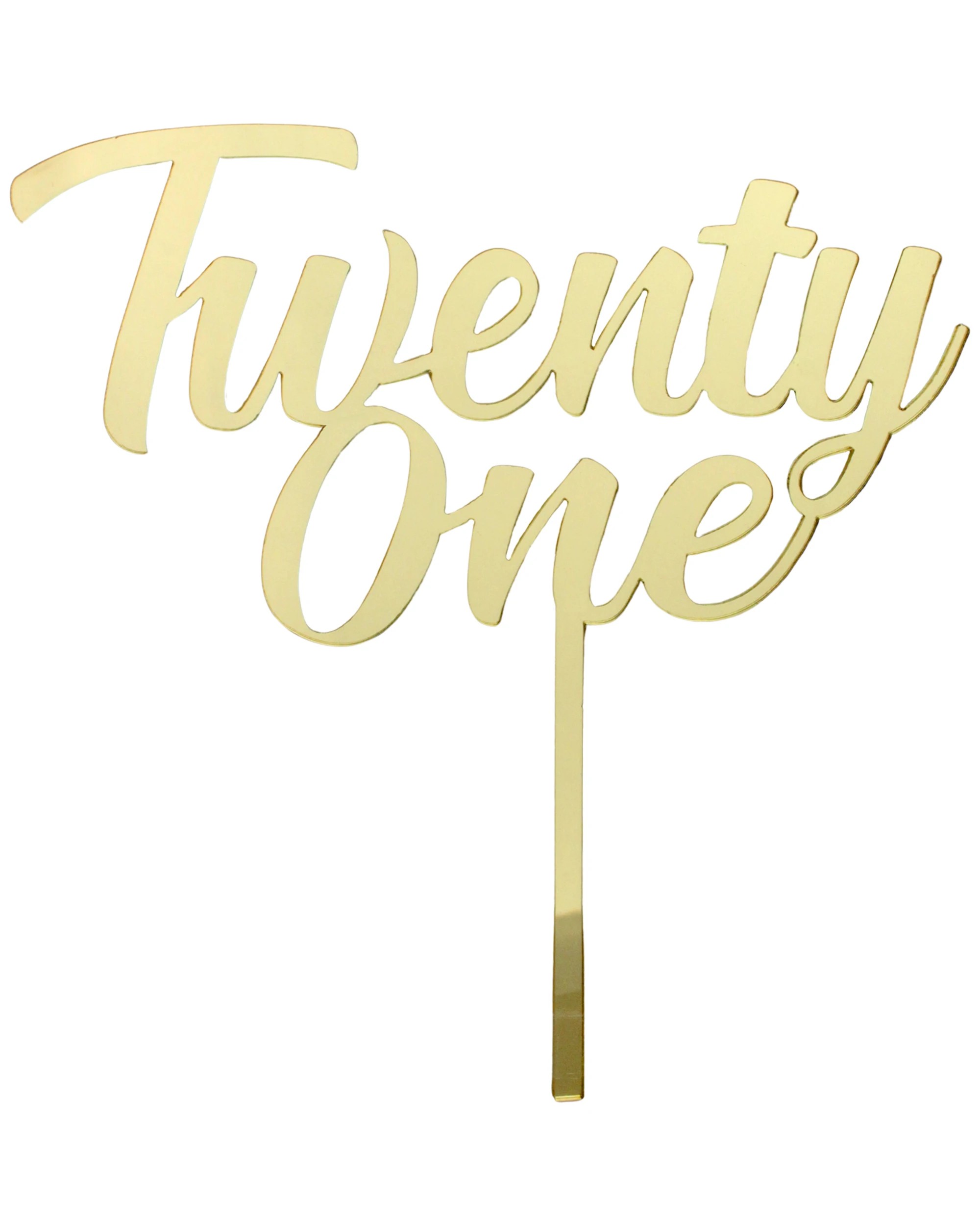 1 Artwrap Twenty One Acrylic Cake Topper - Gold, 1 of 2