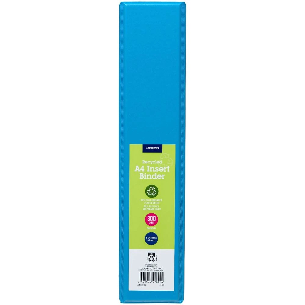 2 J.Burrows Insert Binder A4 3 D-Ring 38mm Blue, 2 of 6